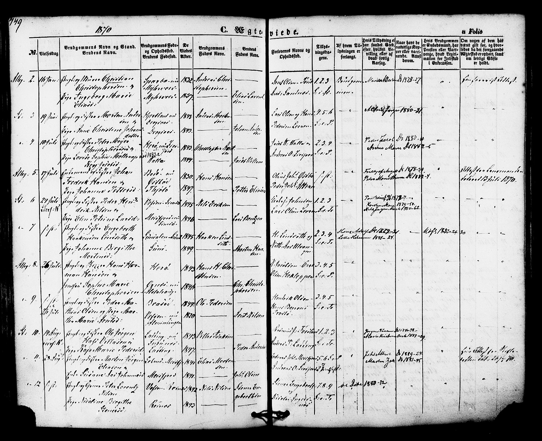 Ministerialprotokoller, klokkerbøker og fødselsregistre - Nordland, SAT/A-1459/830/L0448: Parish register (official) no. 830A12, 1855-1878, p. 149