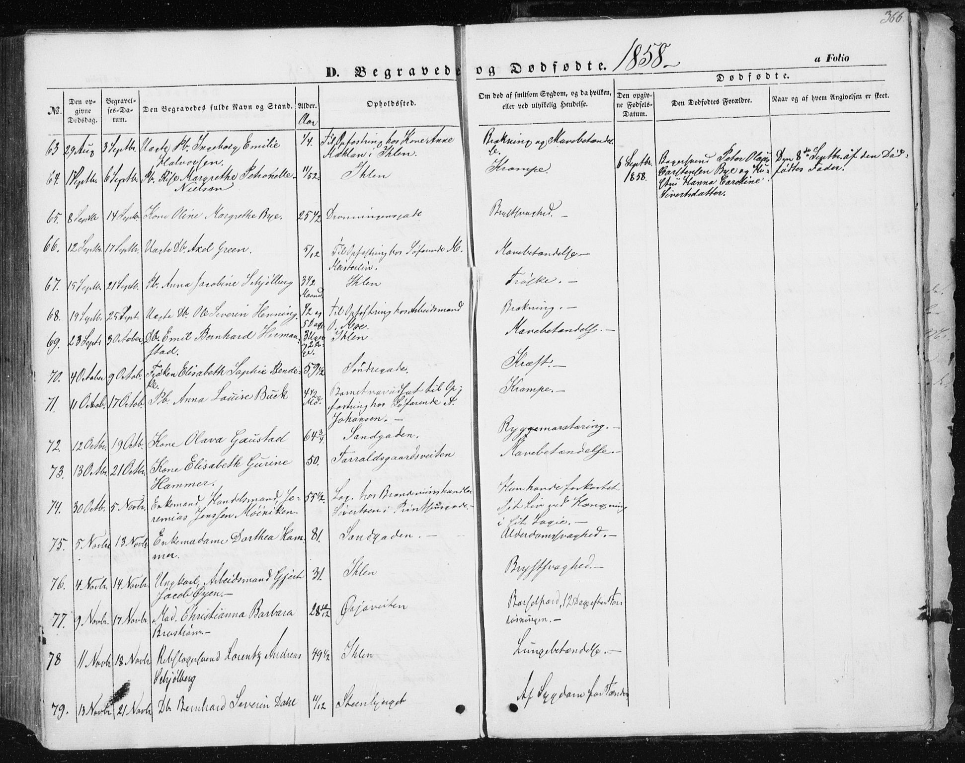 Ministerialprotokoller, klokkerbøker og fødselsregistre - Sør-Trøndelag, AV/SAT-A-1456/602/L0112: Parish register (official) no. 602A10, 1848-1859, p. 366