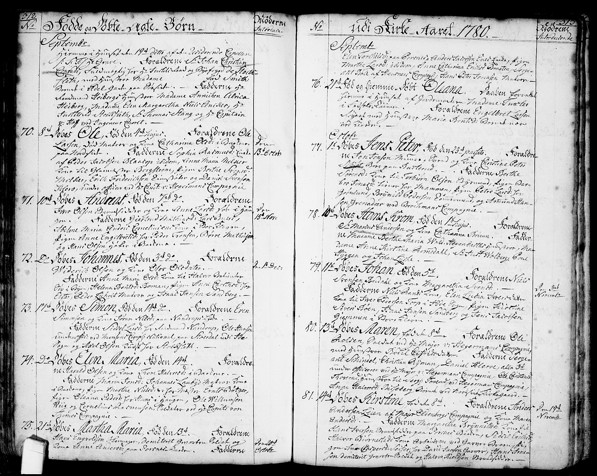 Halden prestekontor Kirkebøker, SAO/A-10909/F/Fa/L0001: Parish register (official) no. I 1, 1758-1791, p. 312-313