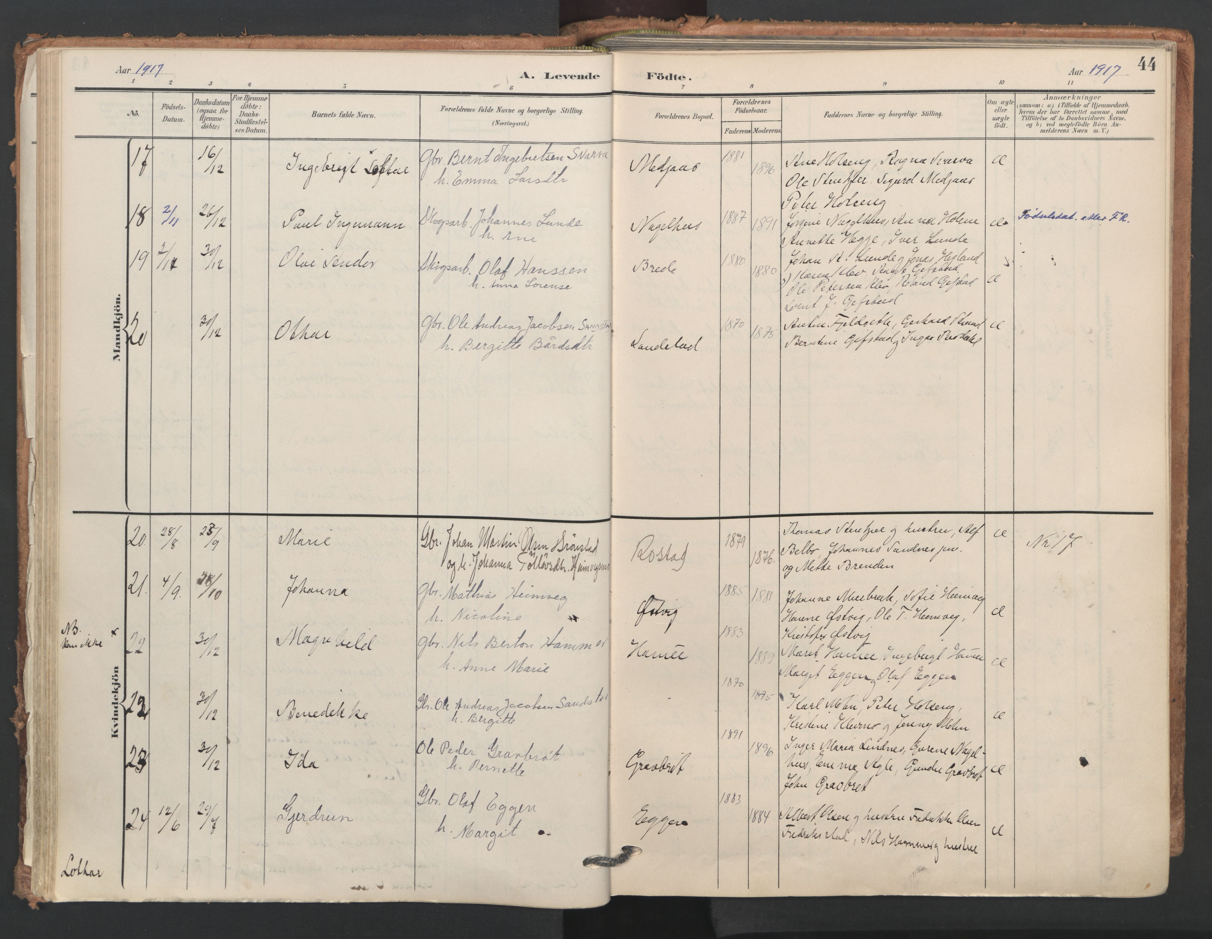 Ministerialprotokoller, klokkerbøker og fødselsregistre - Nord-Trøndelag, SAT/A-1458/749/L0477: Parish register (official) no. 749A11, 1902-1927, p. 44