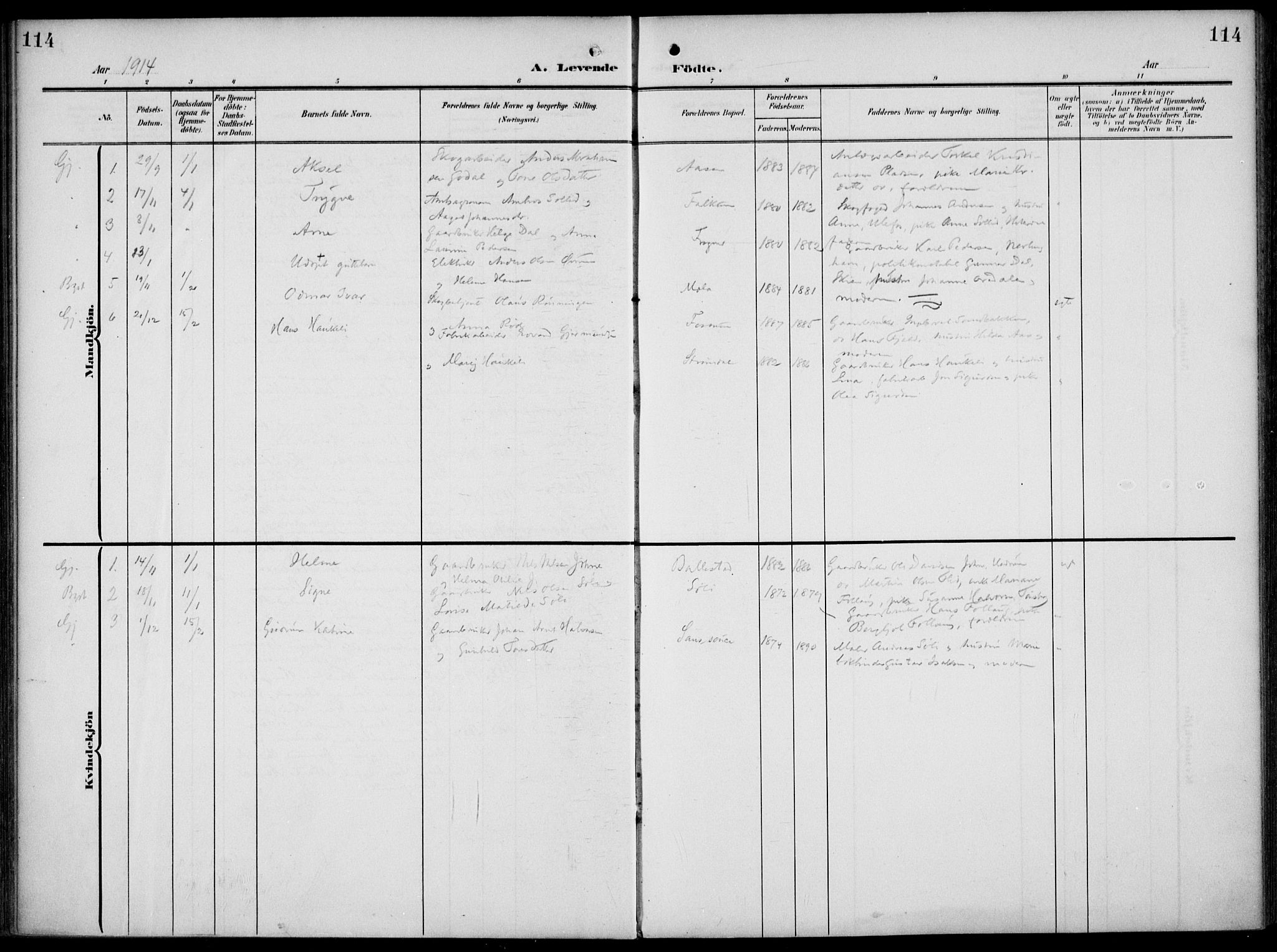 Gjerpen kirkebøker, SAKO/A-265/F/Fa/L0012: Parish register (official) no. I 12, 1905-1913, p. 114
