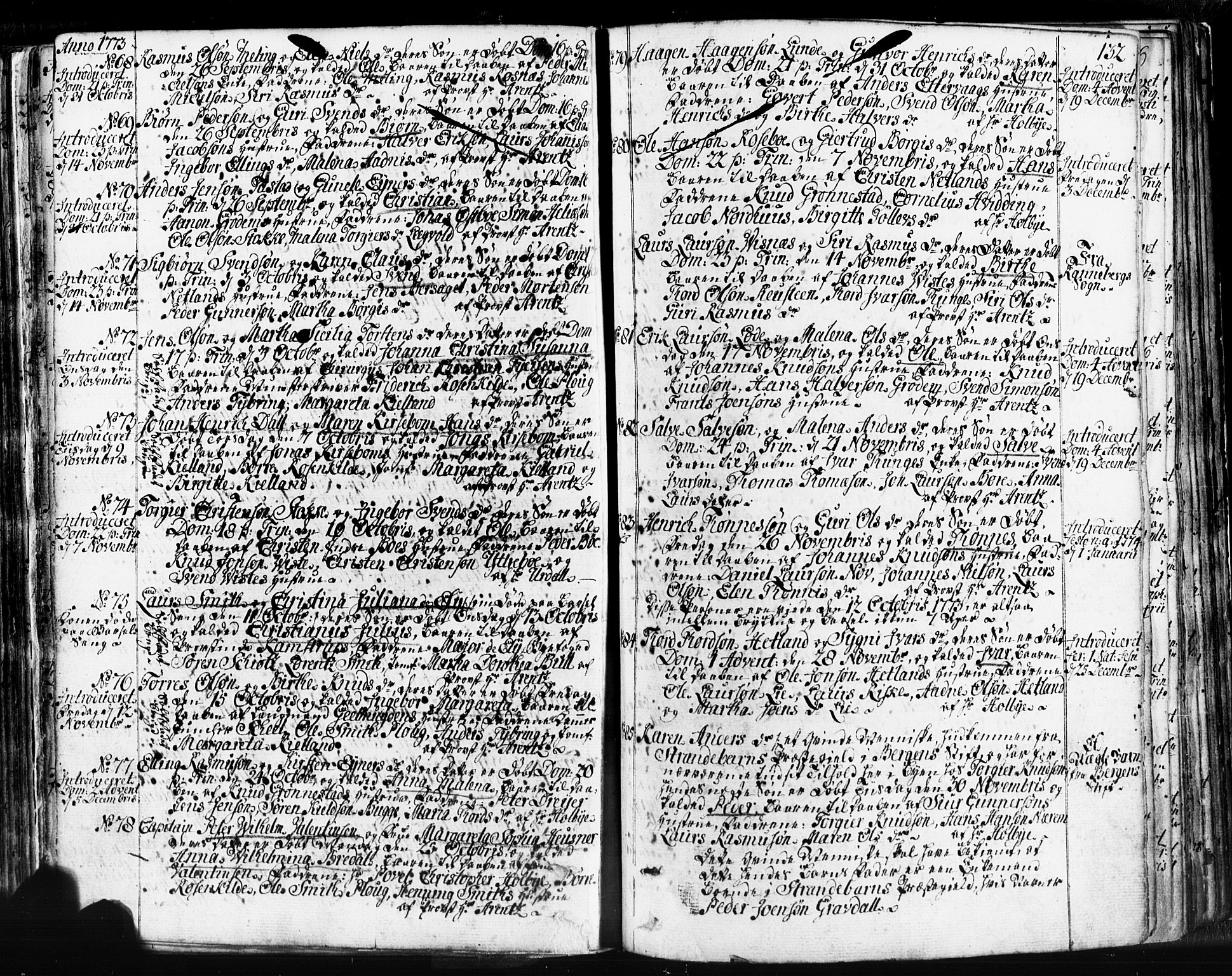 Domkirken sokneprestkontor, SAST/A-101812/001/30/30BB/L0004: Parish register (copy) no. B 4, 1752-1790, p. 132