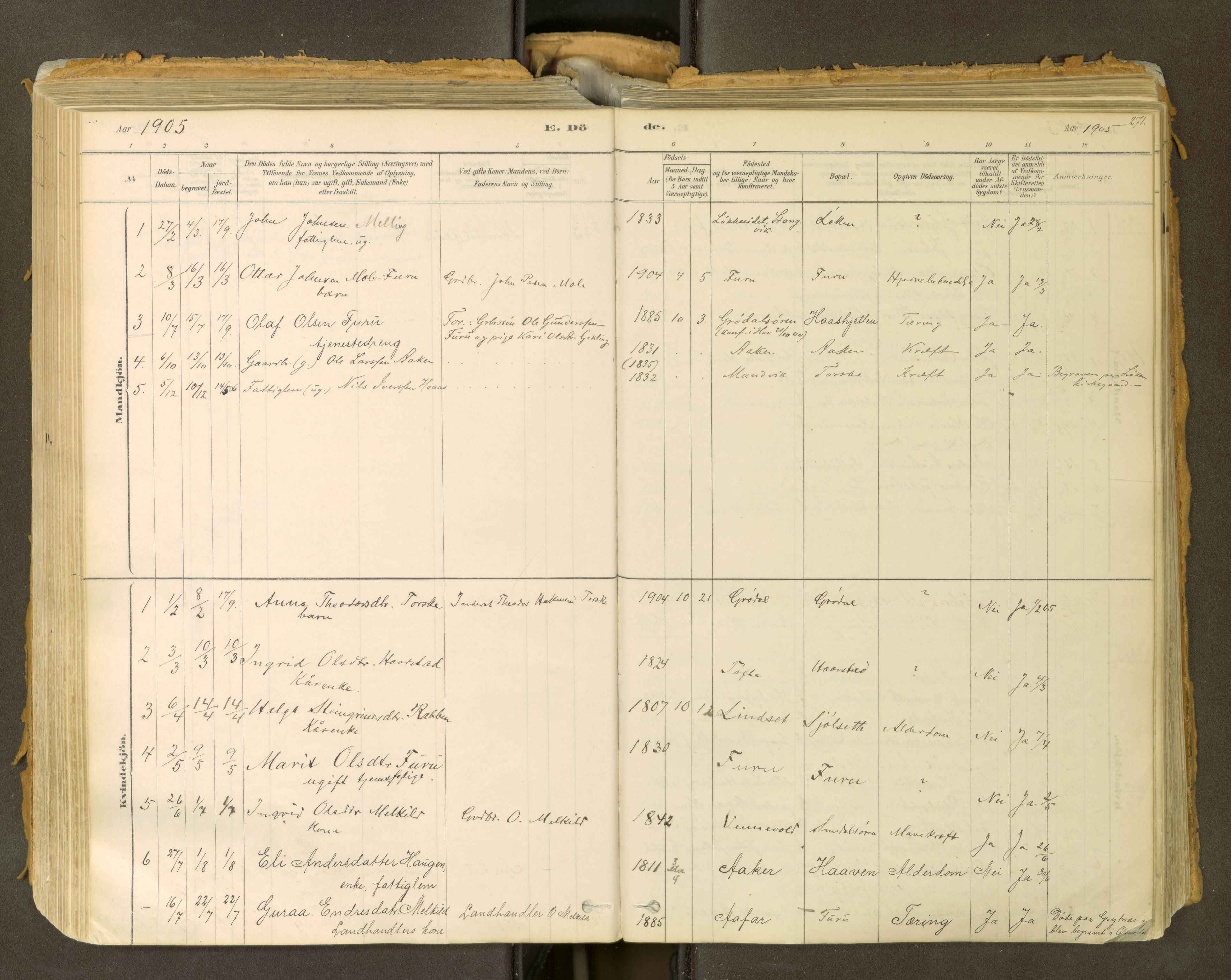 Sunndal sokneprestkontor, SAT/A-1085/1/I/I1/I1a: Parish register (official) no. 2, 1877-1914, p. 271
