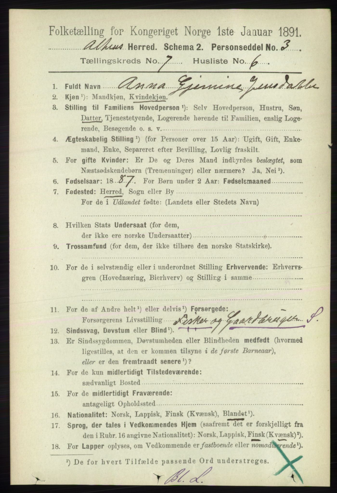 RA, 1891 census for 2012 Alta, 1891, p. 2136