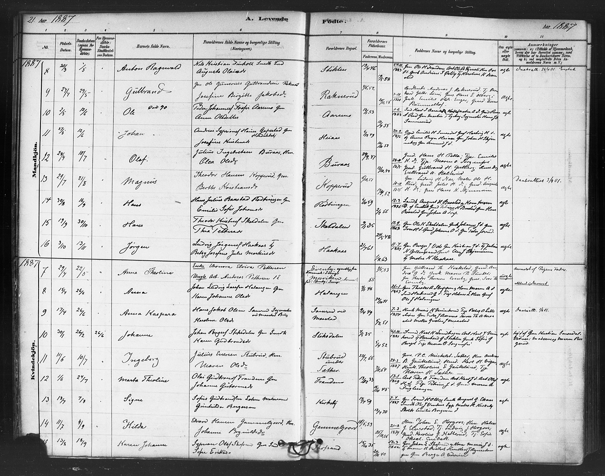 Trøgstad prestekontor Kirkebøker, AV/SAO-A-10925/F/Fb/L0001: Parish register (official) no. II 1, 1878-1902, p. 21