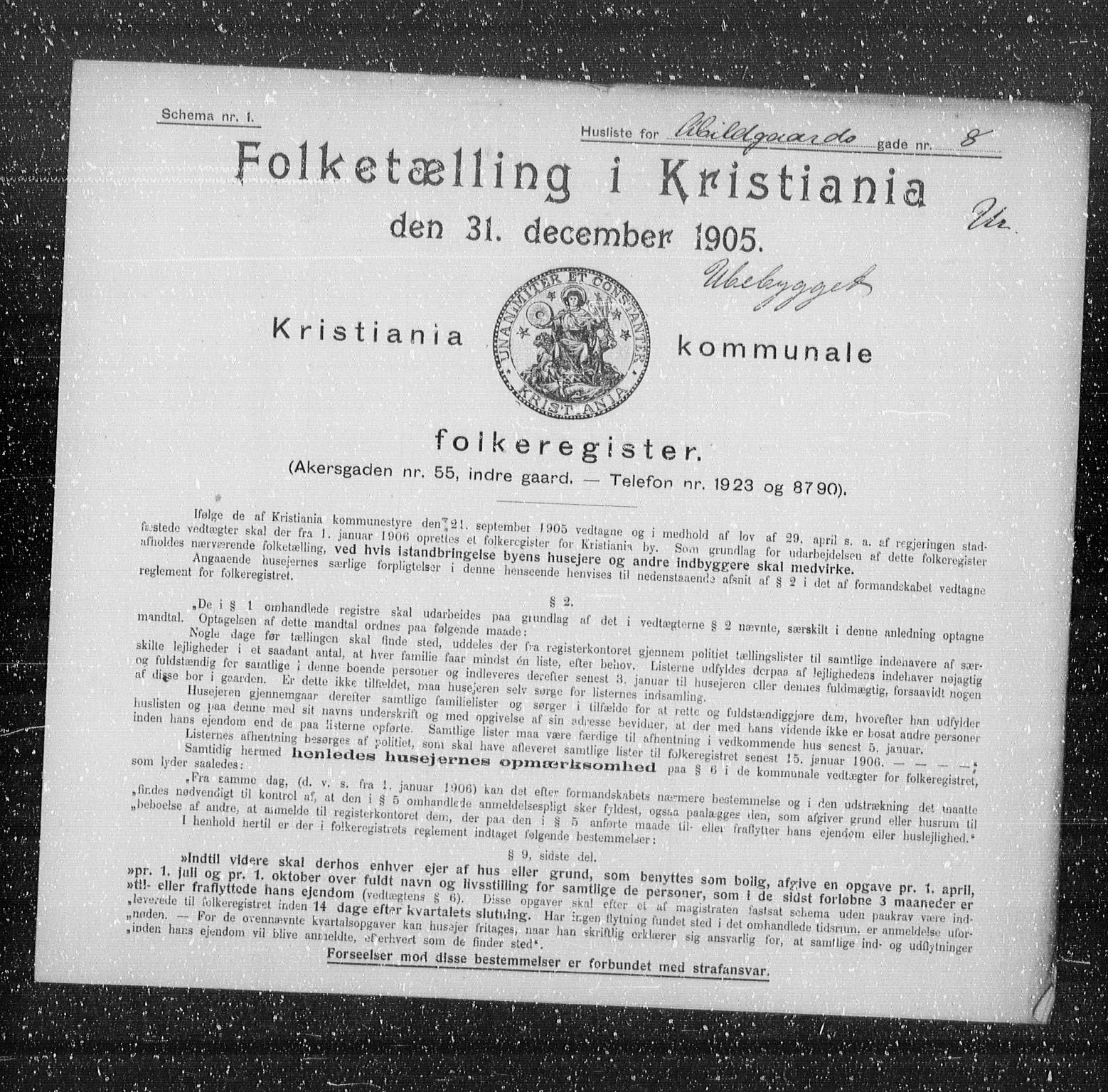 OBA, Municipal Census 1905 for Kristiania, 1905, p. 13