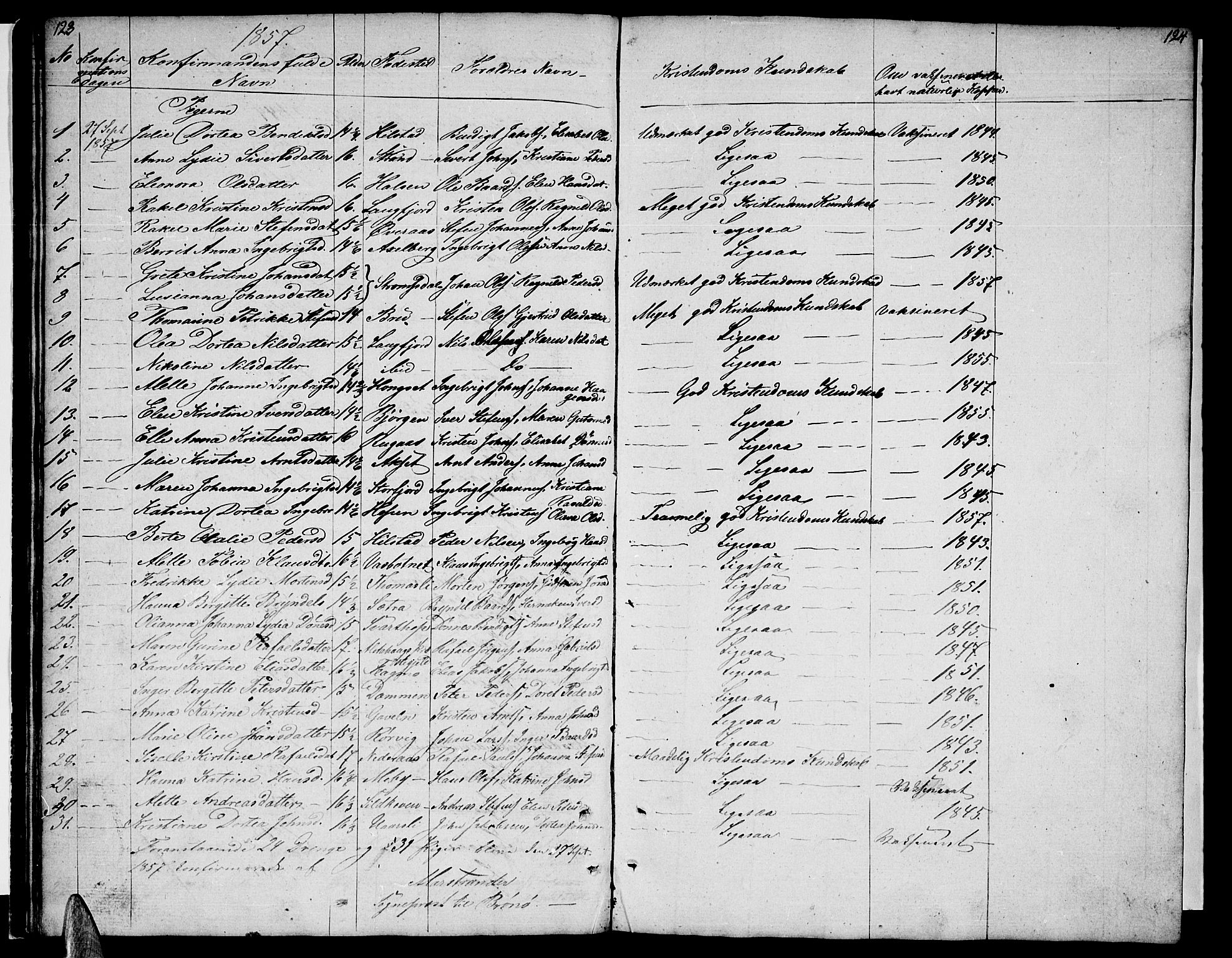 Ministerialprotokoller, klokkerbøker og fødselsregistre - Nordland, SAT/A-1459/814/L0228: Parish register (copy) no. 814C01, 1838-1858, p. 123-124