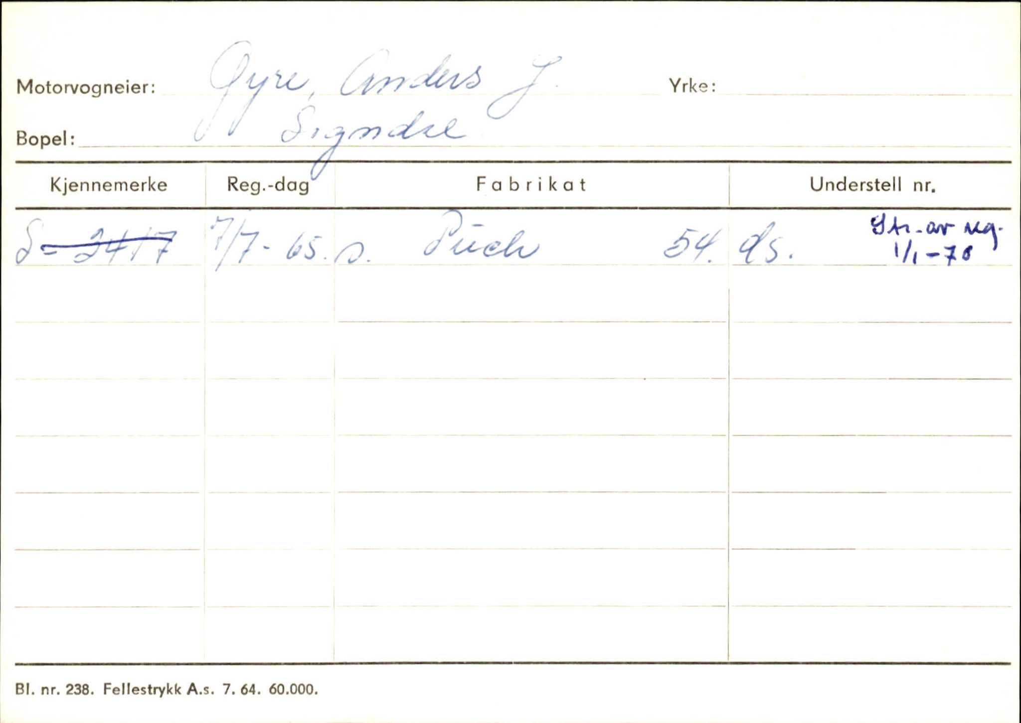 Statens vegvesen, Sogn og Fjordane vegkontor, SAB/A-5301/4/F/L0125: Eigarregister Sogndal V-Å. Aurland A-Å. Fjaler A-N, 1945-1975, p. 296