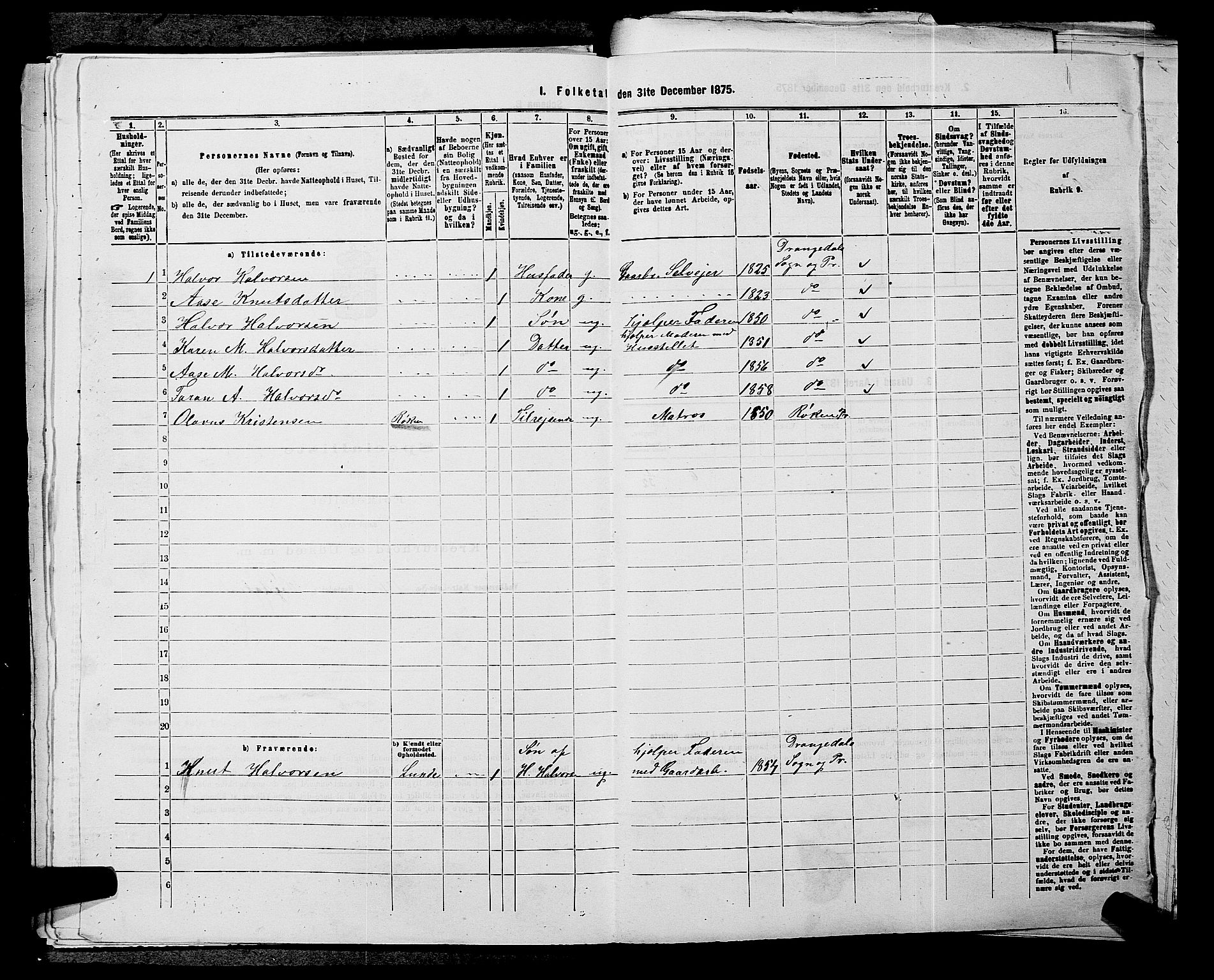 SAKO, 1875 census for 0817P Drangedal, 1875, p. 759