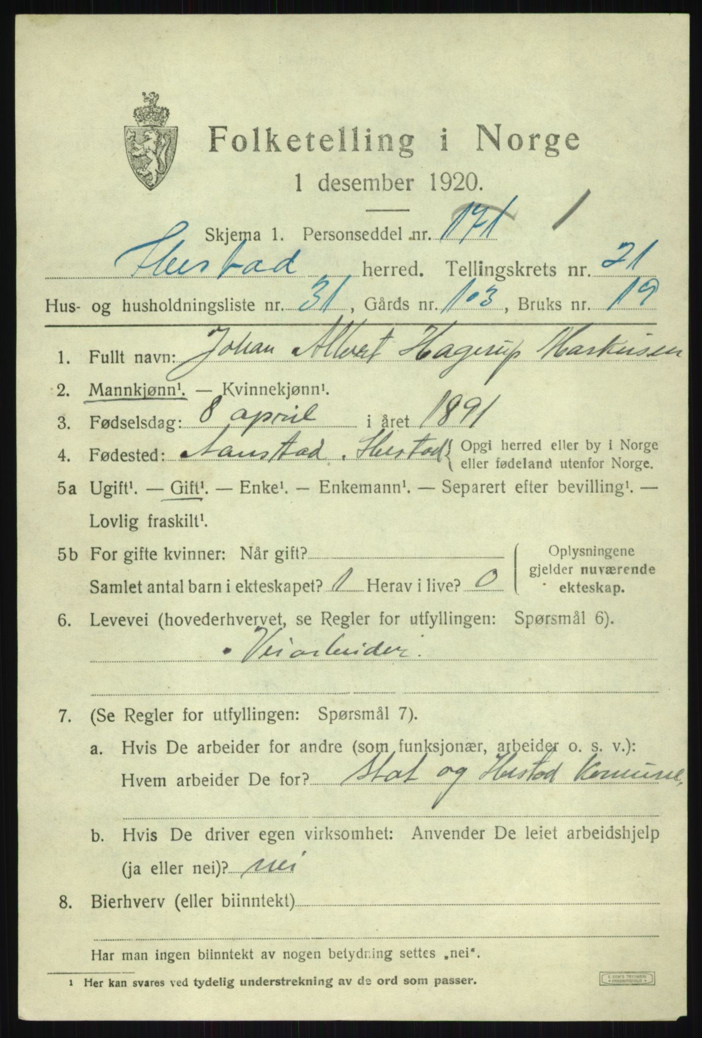 SATØ, 1920 census for Ibestad, 1920, p. 12138