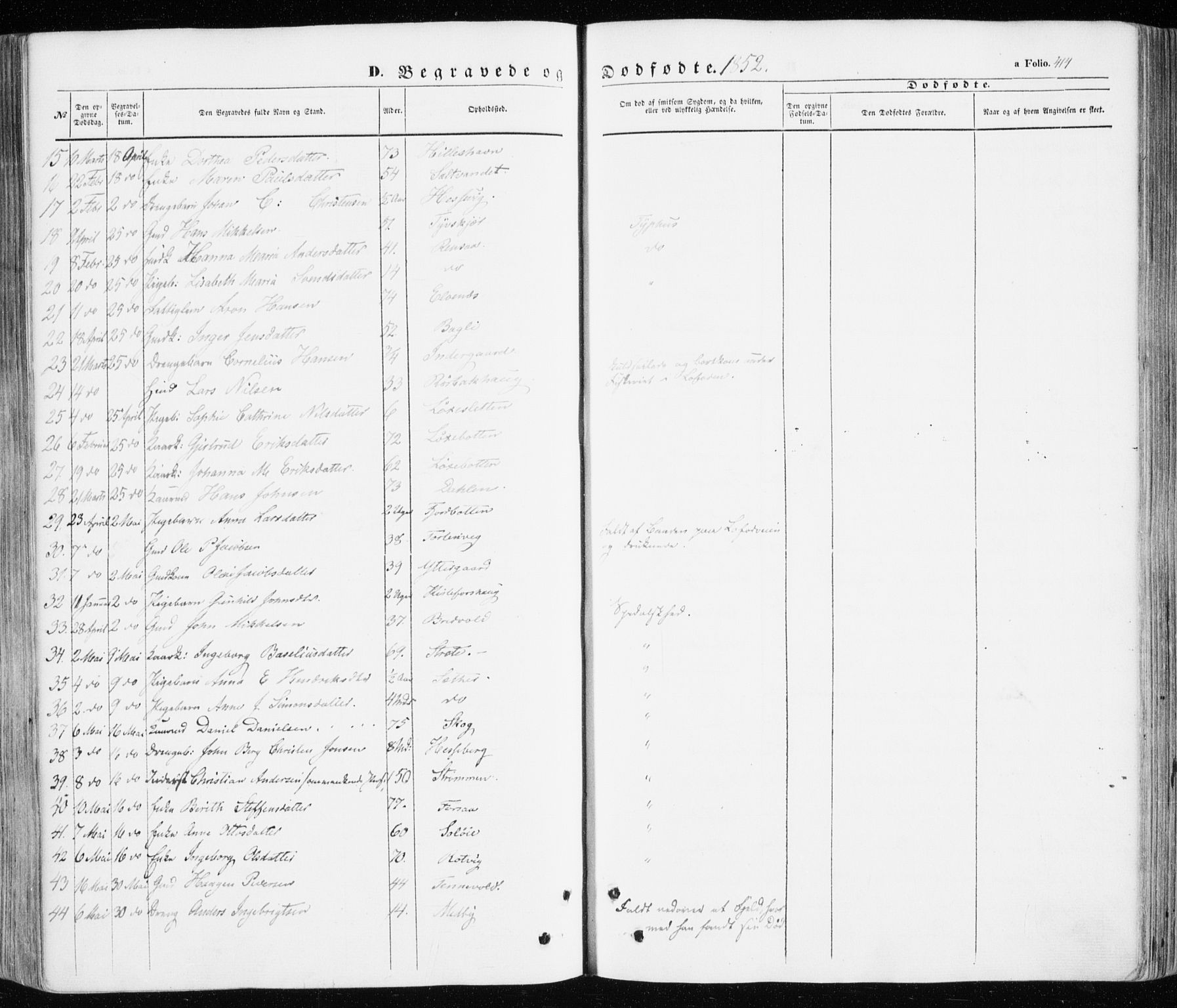 Ibestad sokneprestembete, SATØ/S-0077/H/Ha/Haa/L0008kirke: Parish register (official) no. 8, 1850-1859, p. 414