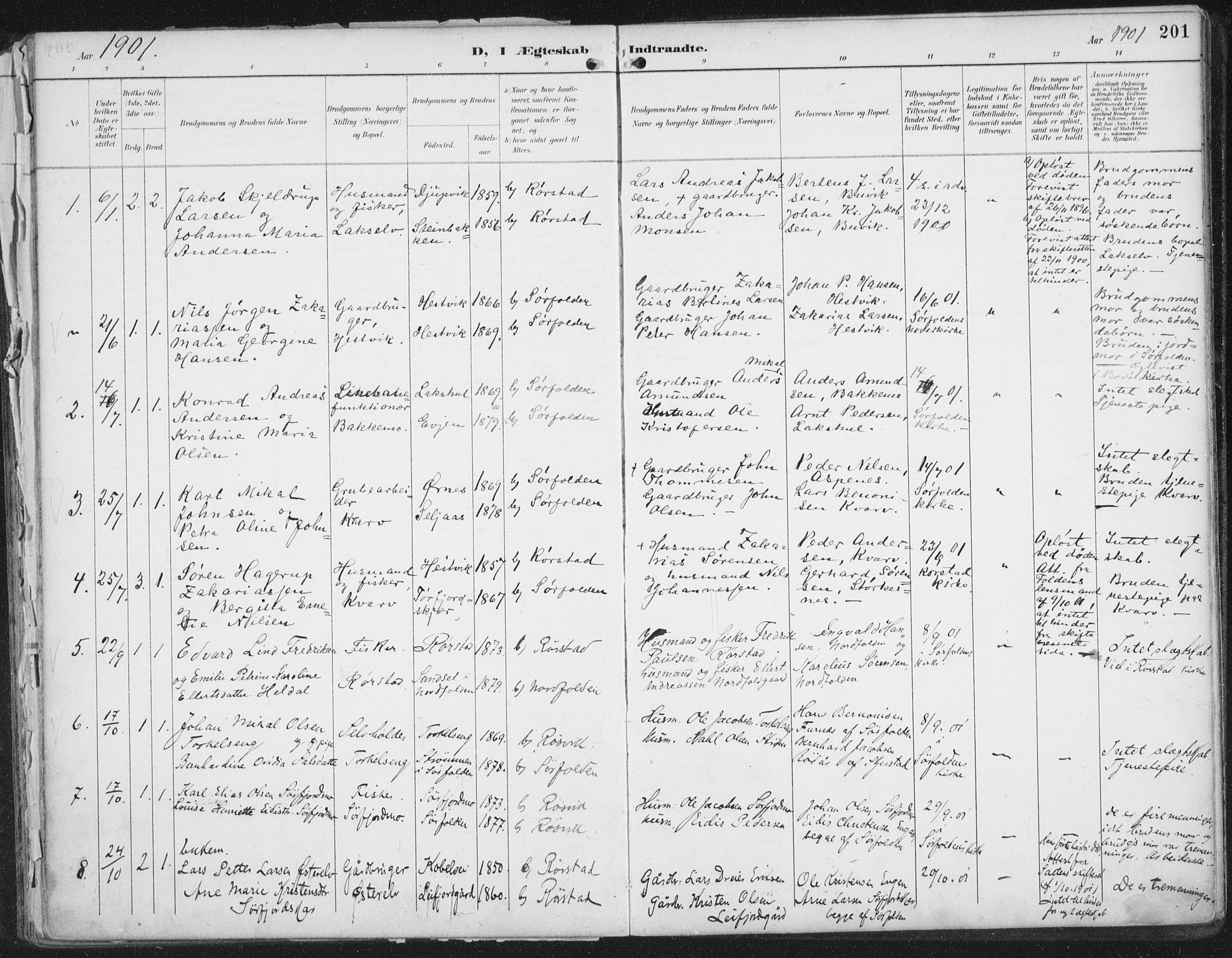 Ministerialprotokoller, klokkerbøker og fødselsregistre - Nordland, SAT/A-1459/854/L0779: Parish register (official) no. 854A02, 1892-1909, p. 201