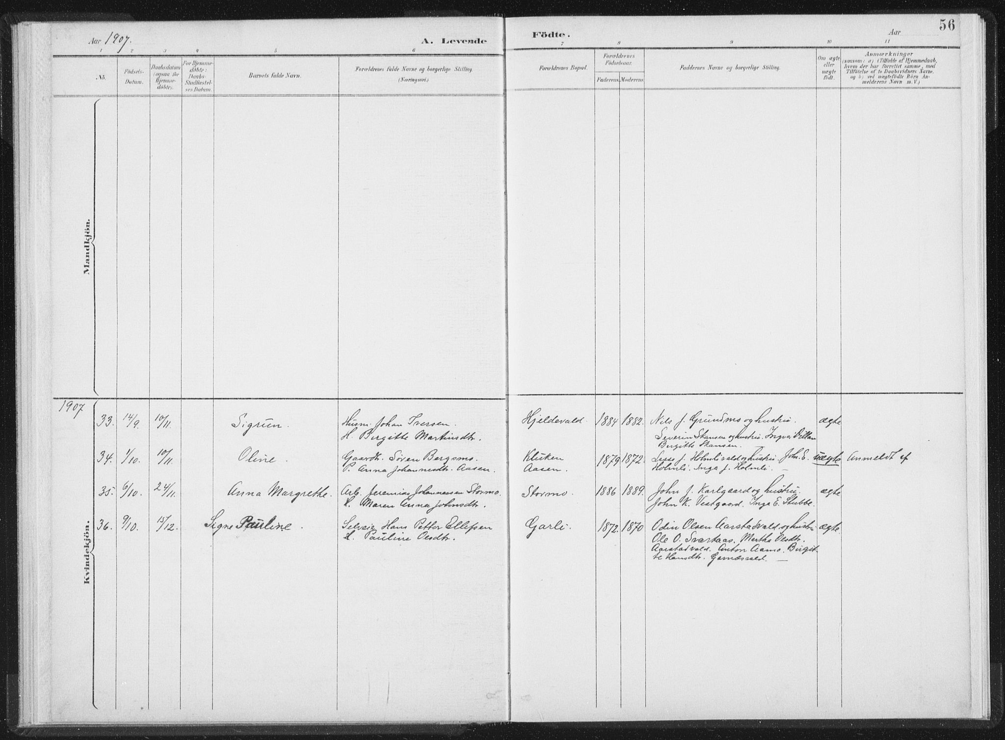 Ministerialprotokoller, klokkerbøker og fødselsregistre - Nord-Trøndelag, SAT/A-1458/724/L0263: Parish register (official) no. 724A01, 1891-1907, p. 56