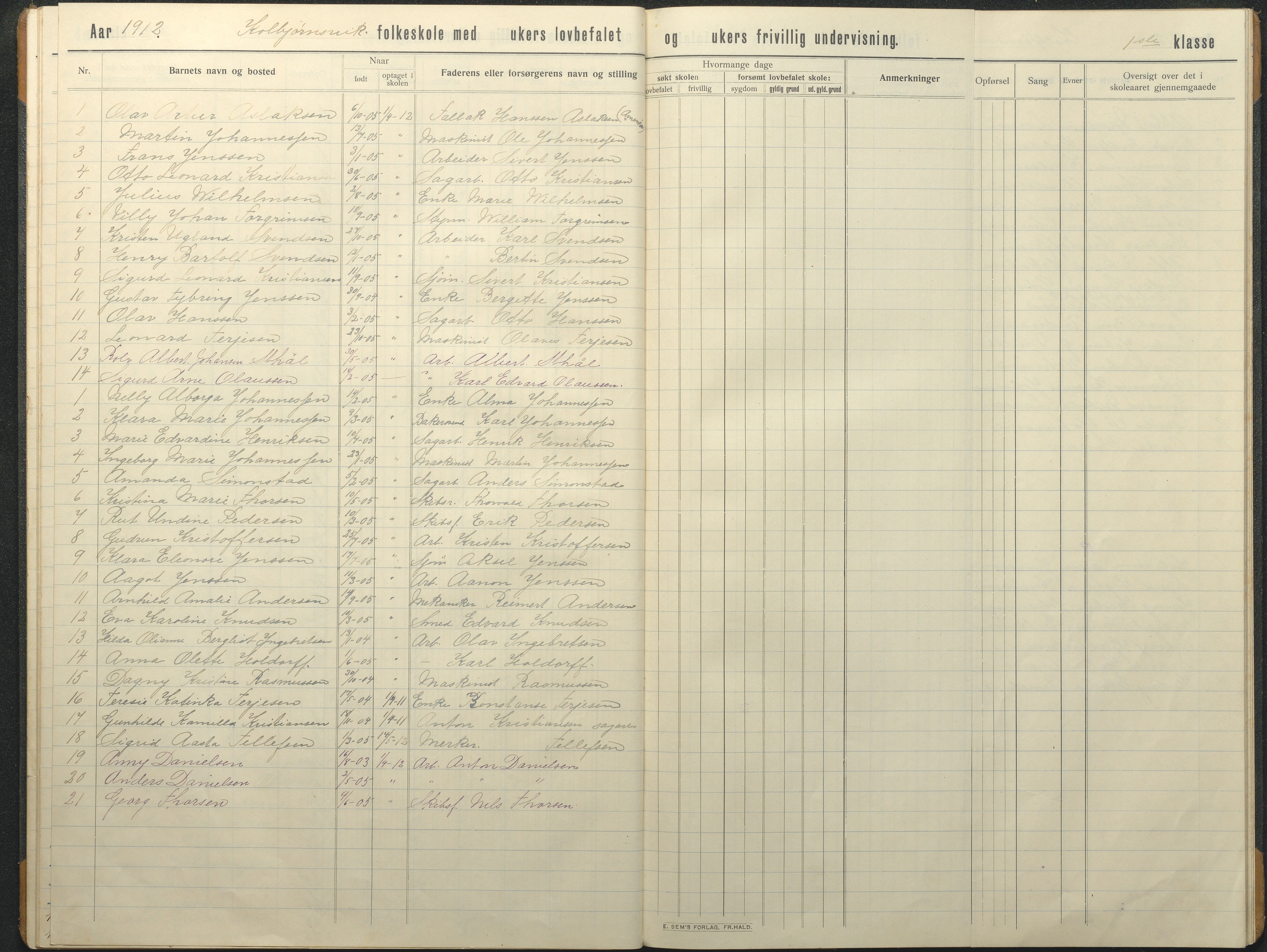 Hisøy kommune frem til 1991, AAKS/KA0922-PK/32/L0017: Skoleprotokoll, 1908-1920