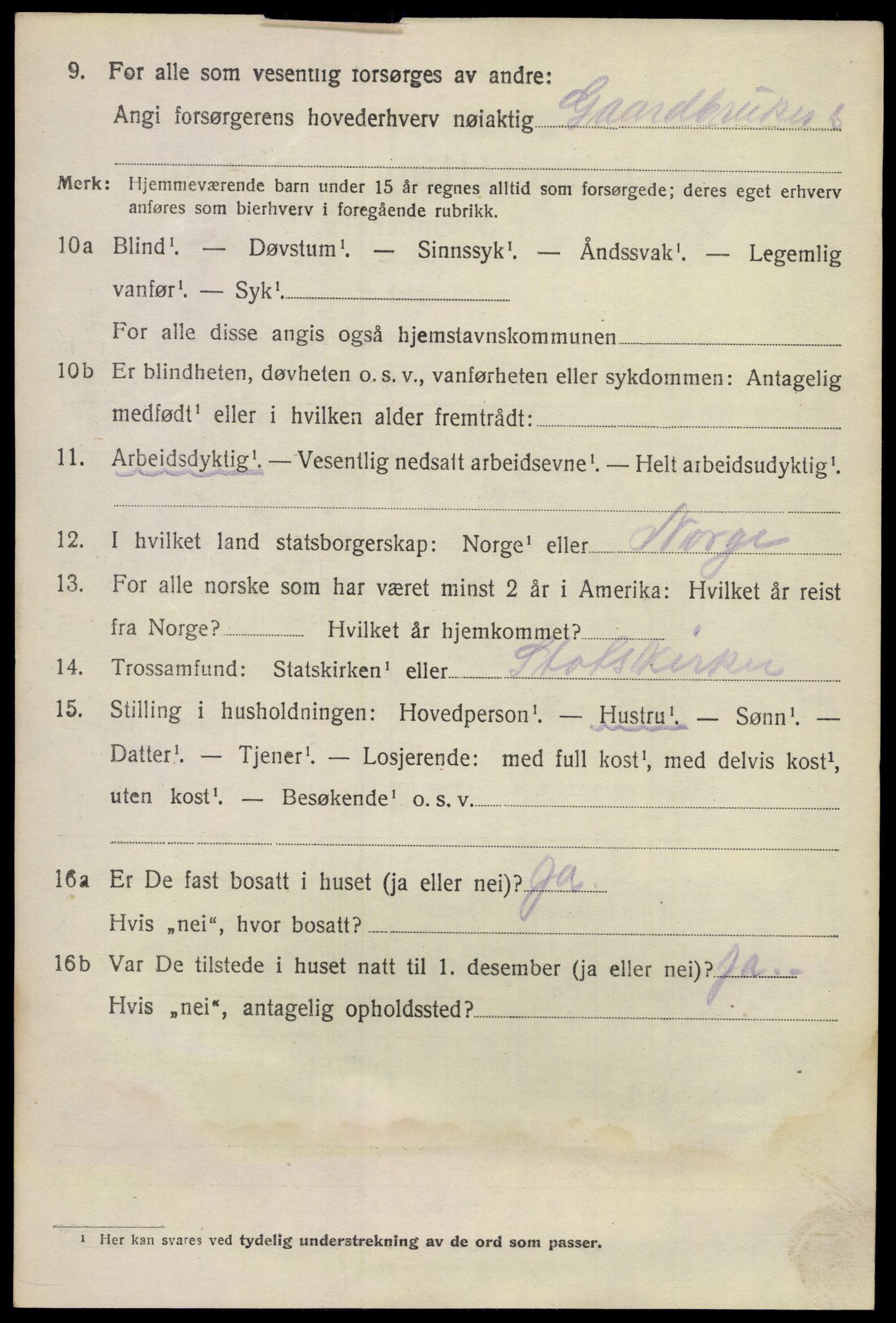 SAKO, 1920 census for Lunde, 1920, p. 3406