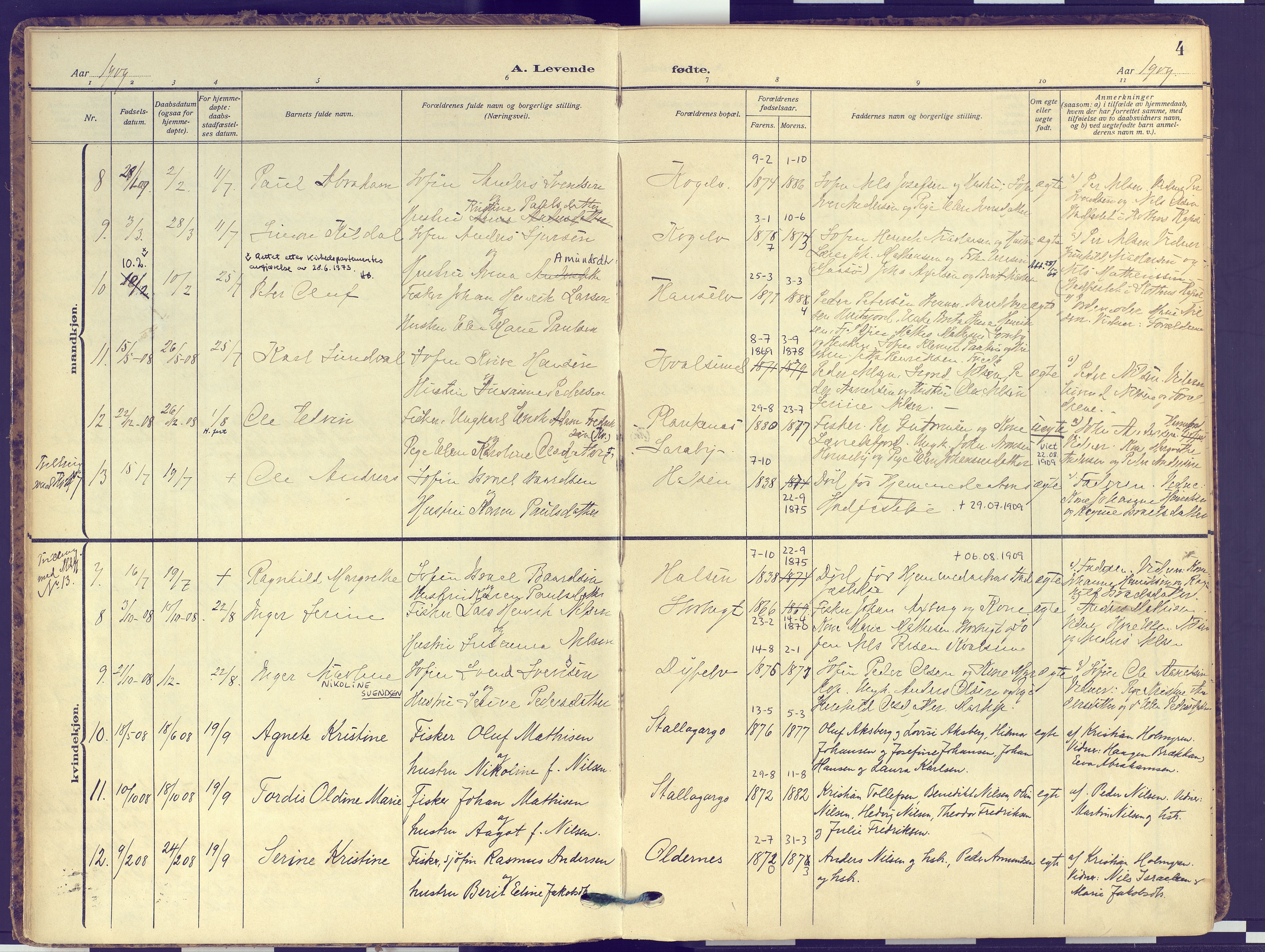 Hammerfest sokneprestkontor, SATØ/S-1347: Parish register (official) no. 16, 1908-1923, p. 4