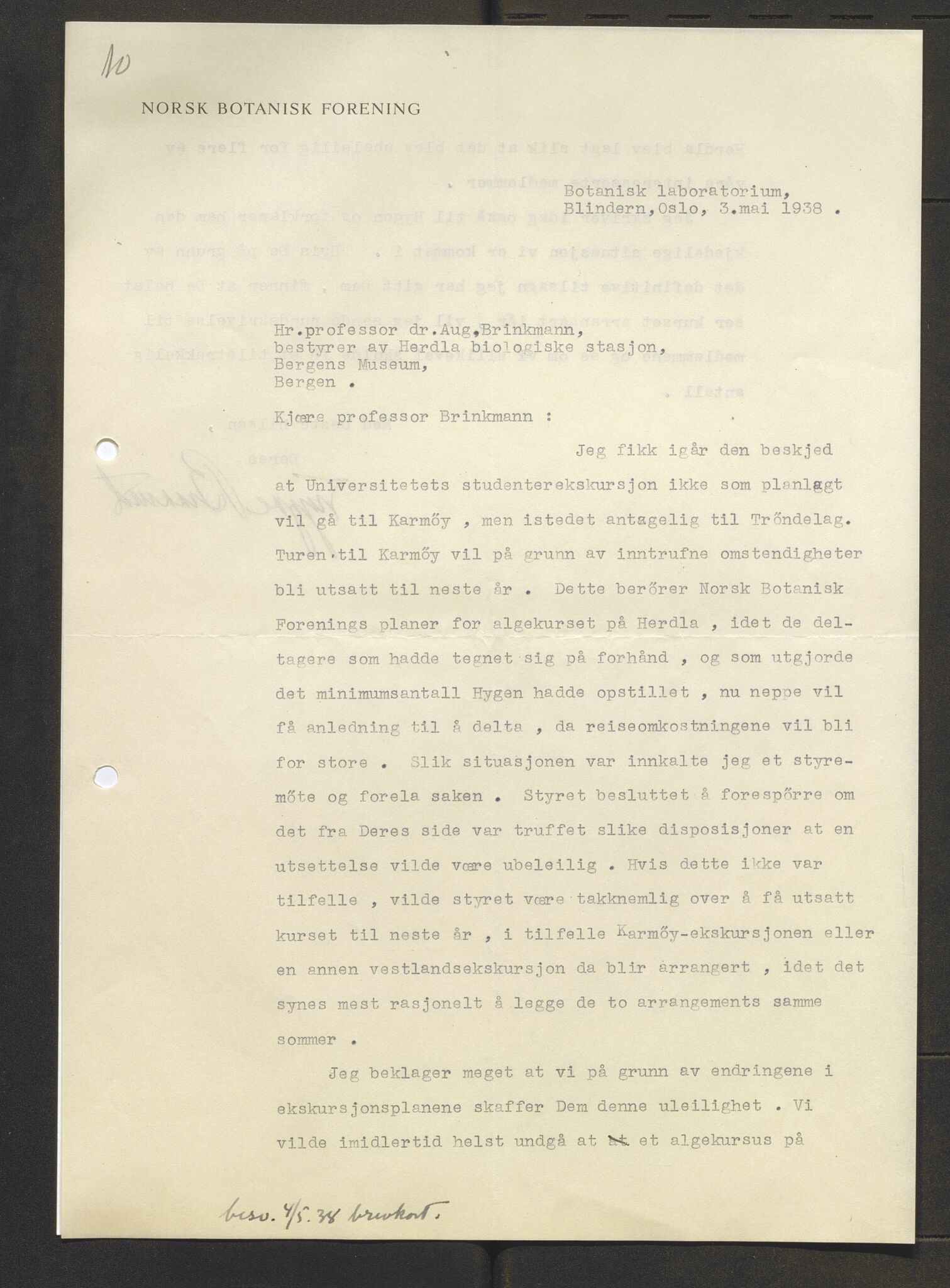 Bergens Museum, AV/SAB-A-17301/13/D/L0002: Korrespondanse , 1928-1940, p. 362
