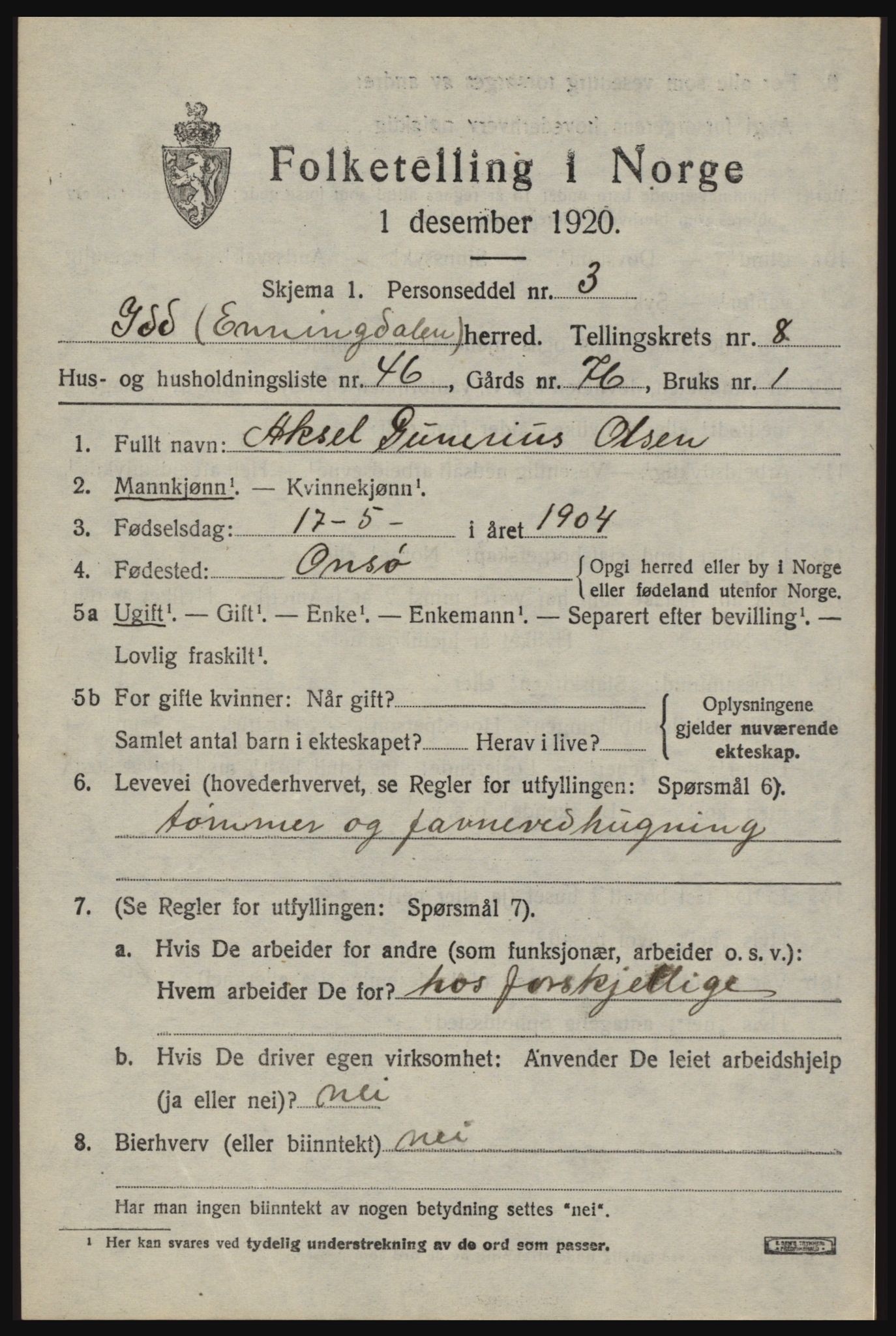 SAO, 1920 census for Idd, 1920, p. 10079