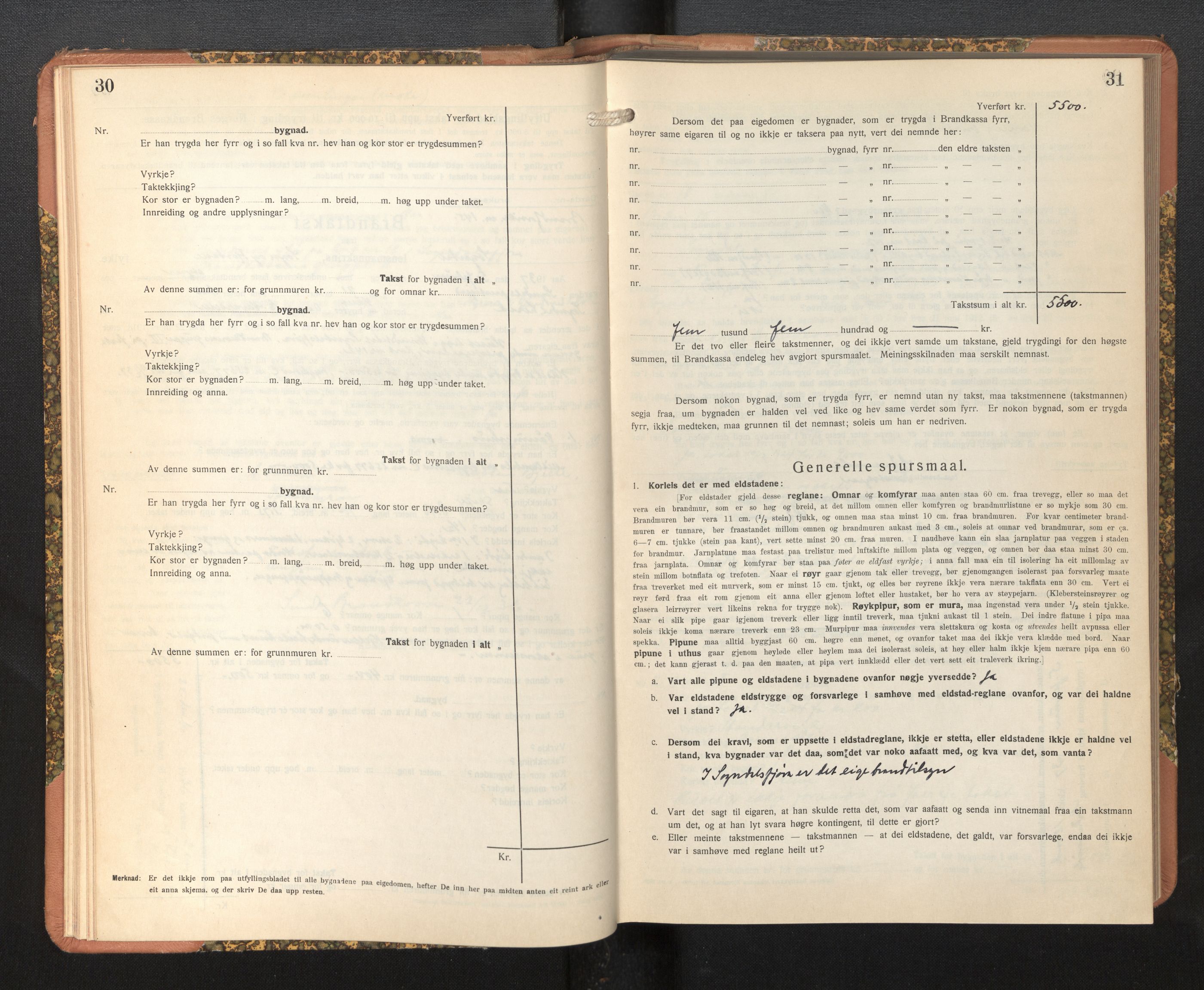 Lensmannen i Sogndal, AV/SAB-A-29901/0012/L0019: Branntakstprotokoll, Sogndalsfjøra, skjematakst, 1944-1954, p. 30-31