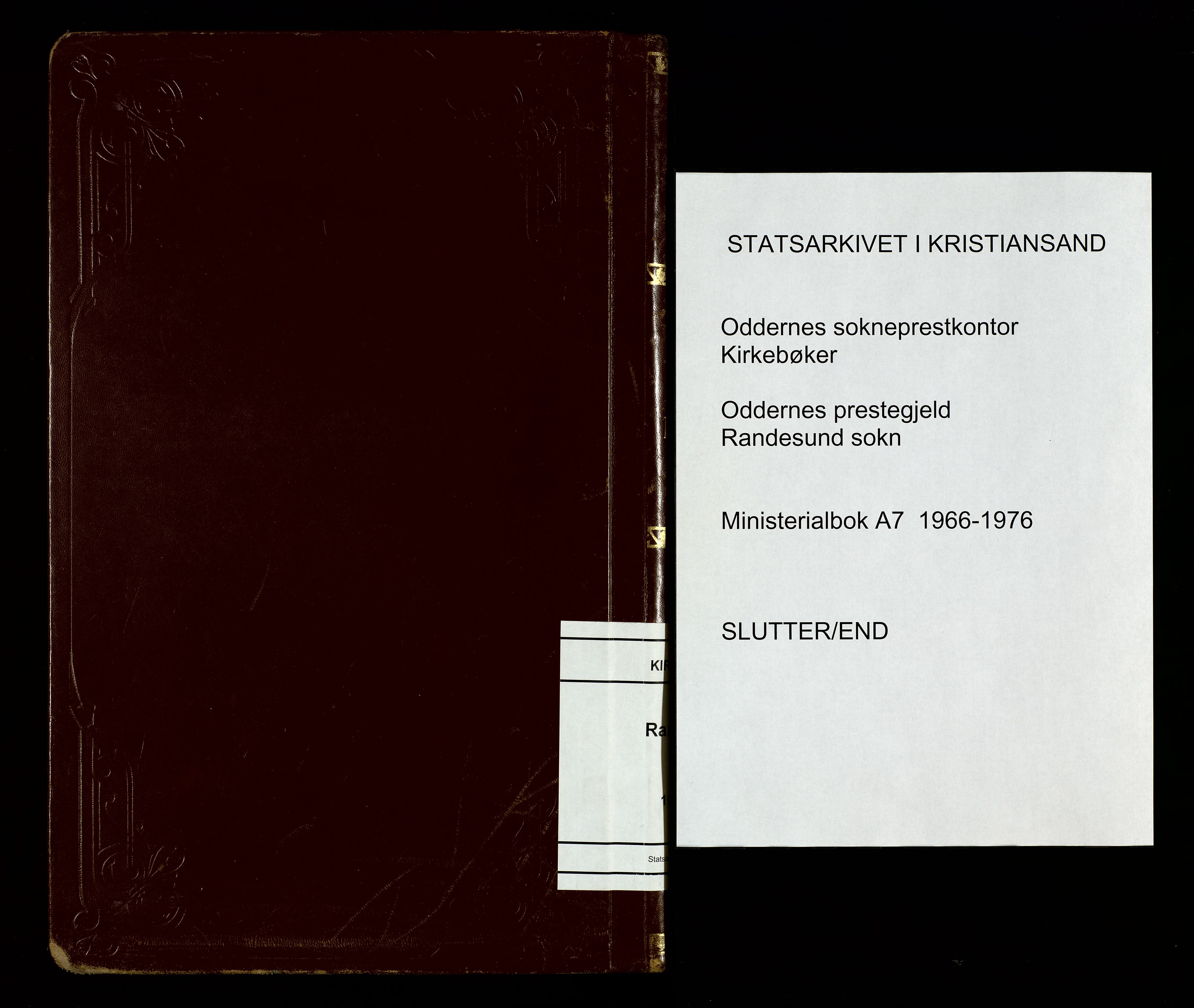 Oddernes sokneprestkontor, AV/SAK-1111-0033/F/Fa/Fab/L0007: Parish register (official) no. A 7, 1966-1976