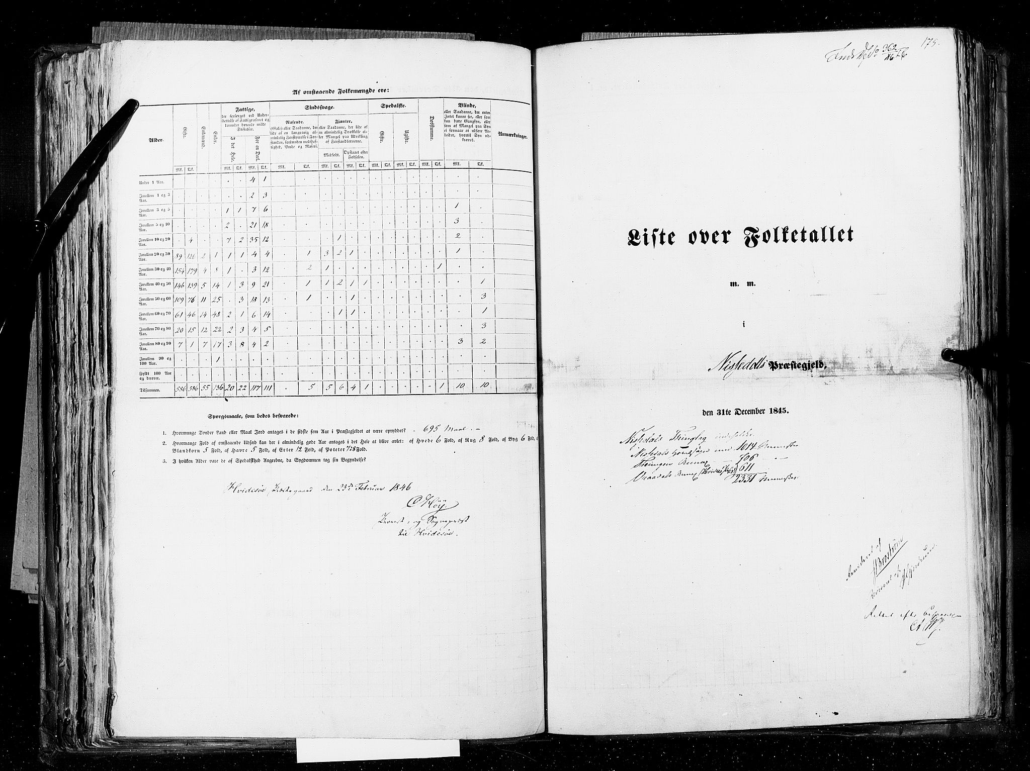 RA, Census 1845, vol. 5: Bratsberg amt og Nedenes og Råbyggelaget amt, 1845, p. 175