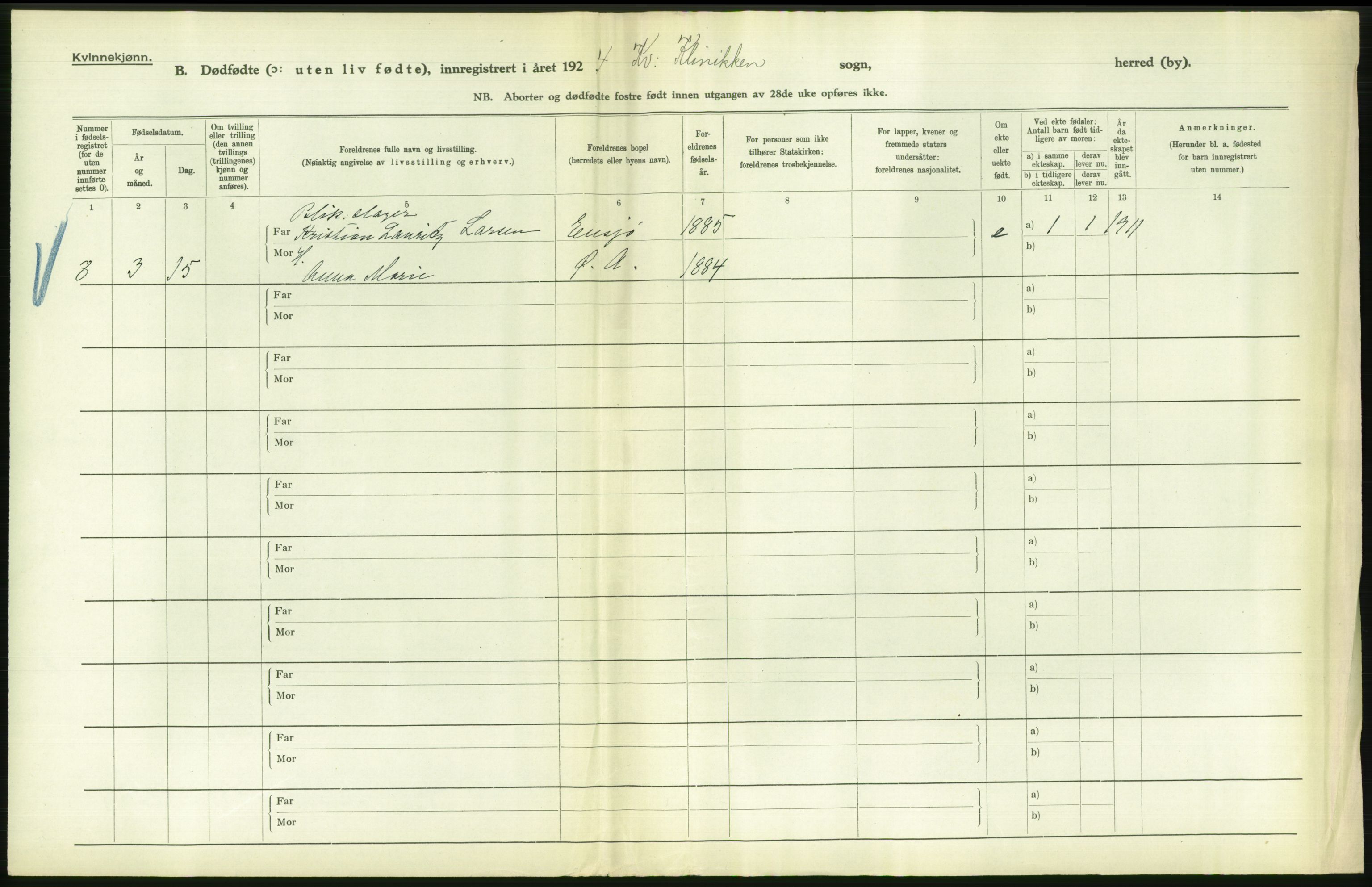 Statistisk sentralbyrå, Sosiodemografiske emner, Befolkning, AV/RA-S-2228/D/Df/Dfc/Dfcd/L0009: Kristiania: Døde kvinner, dødfødte, 1924, p. 724