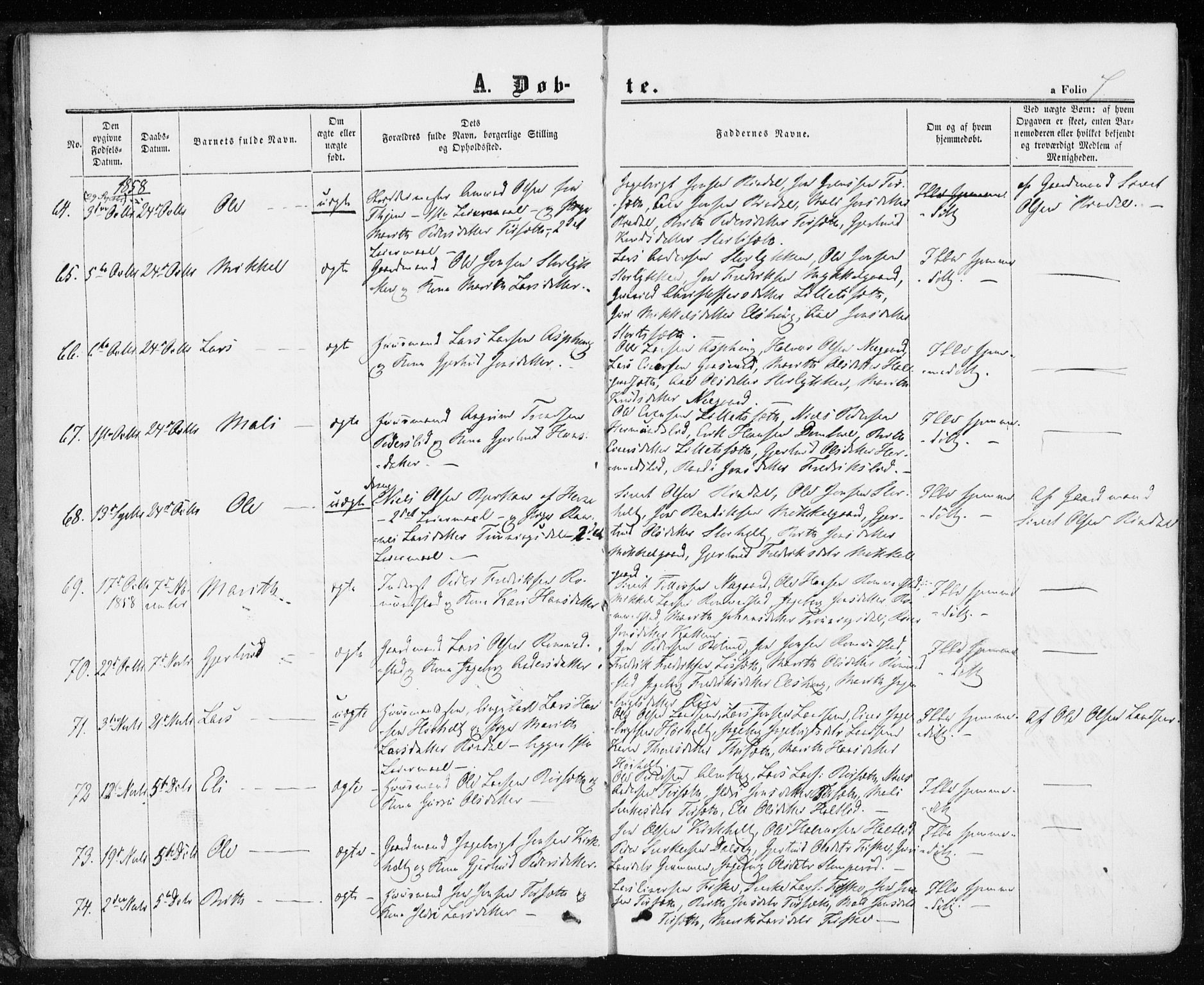 Ministerialprotokoller, klokkerbøker og fødselsregistre - Møre og Romsdal, AV/SAT-A-1454/598/L1067: Parish register (official) no. 598A01, 1858-1871, p. 7