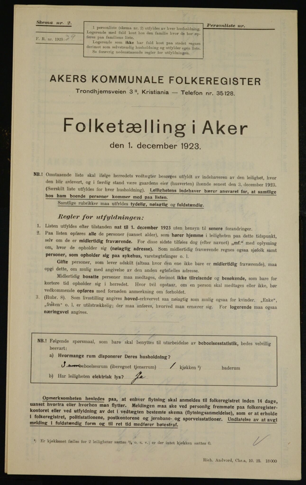 , Municipal Census 1923 for Aker, 1923, p. 36836