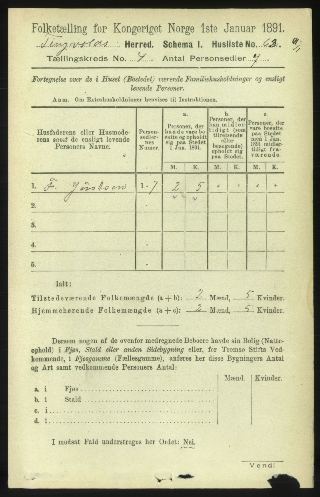 RA, 1891 census for 1560 Tingvoll, 1891, p. 1594