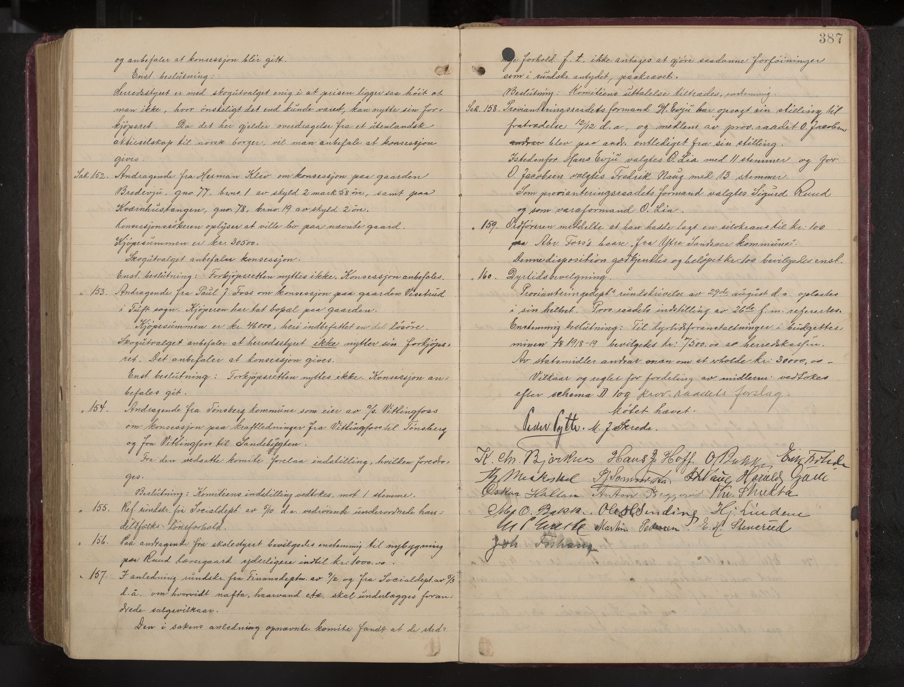 Ytre Sandsvær formannskap og sentraladministrasjon, IKAK/0629021/A/Aa/L0001: Møtebok med register, 1902-1919, p. 387