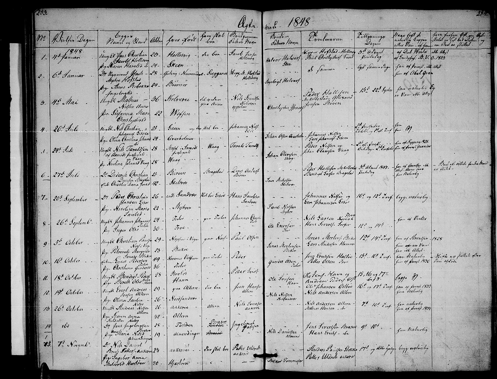 Ministerialprotokoller, klokkerbøker og fødselsregistre - Nordland, AV/SAT-A-1459/830/L0460: Parish register (copy) no. 830C02, 1843-1865, p. 253-254