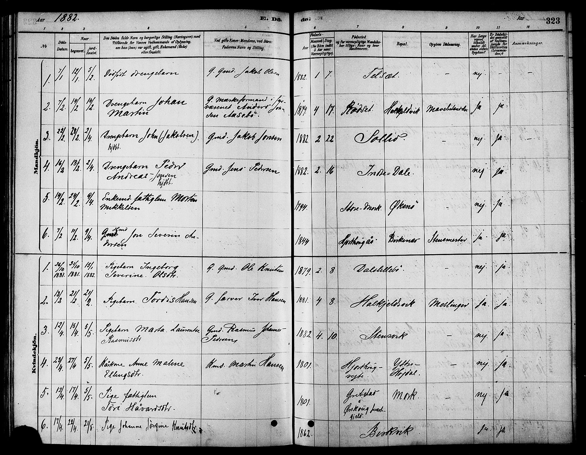 Ministerialprotokoller, klokkerbøker og fødselsregistre - Møre og Romsdal, AV/SAT-A-1454/511/L0141: Parish register (official) no. 511A08, 1878-1890, p. 323