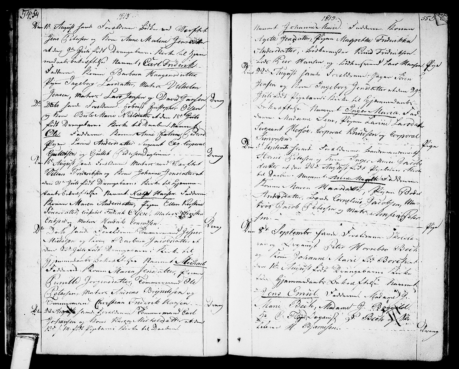 Stavern kirkebøker, AV/SAKO-A-318/F/Fa/L0004: Parish register (official) no. 4, 1809-1816, p. 54-55