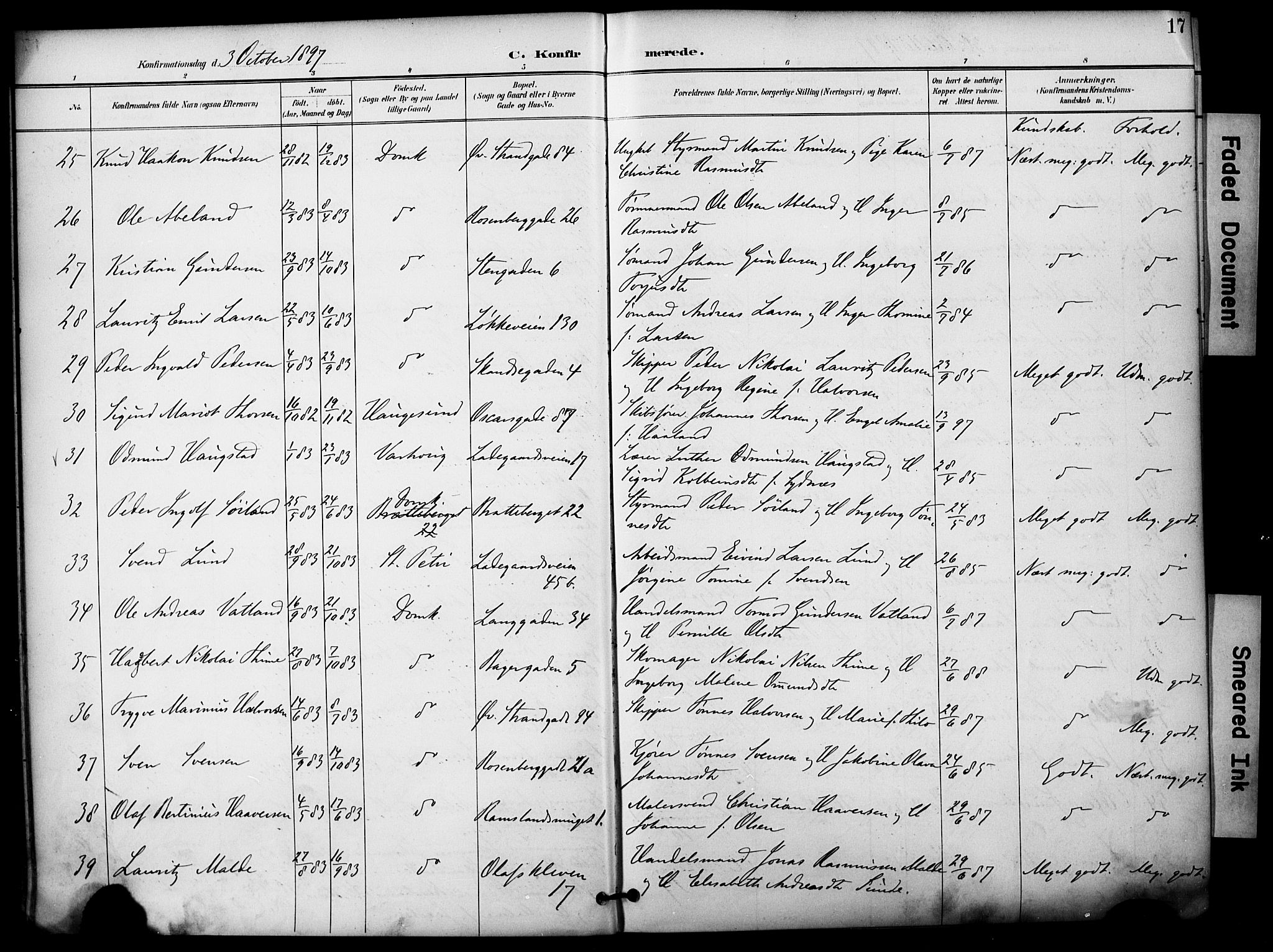 Domkirken sokneprestkontor, AV/SAST-A-101812/001/30/30BA/L0031: Parish register (official) no. A 30, 1896-1916, p. 17