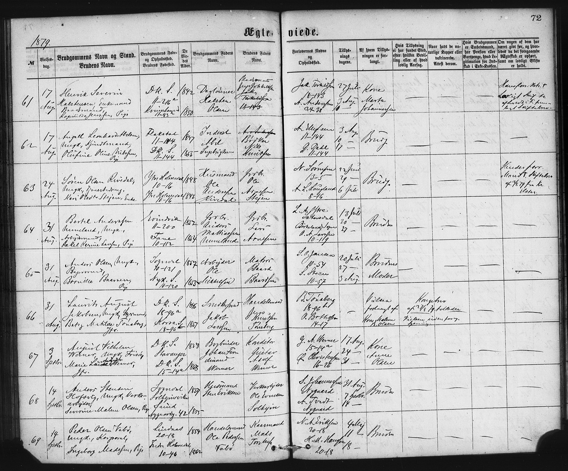 Domkirken sokneprestembete, SAB/A-74801/H/Haa/L0036: Parish register (official) no. D 3, 1875-1880, p. 72