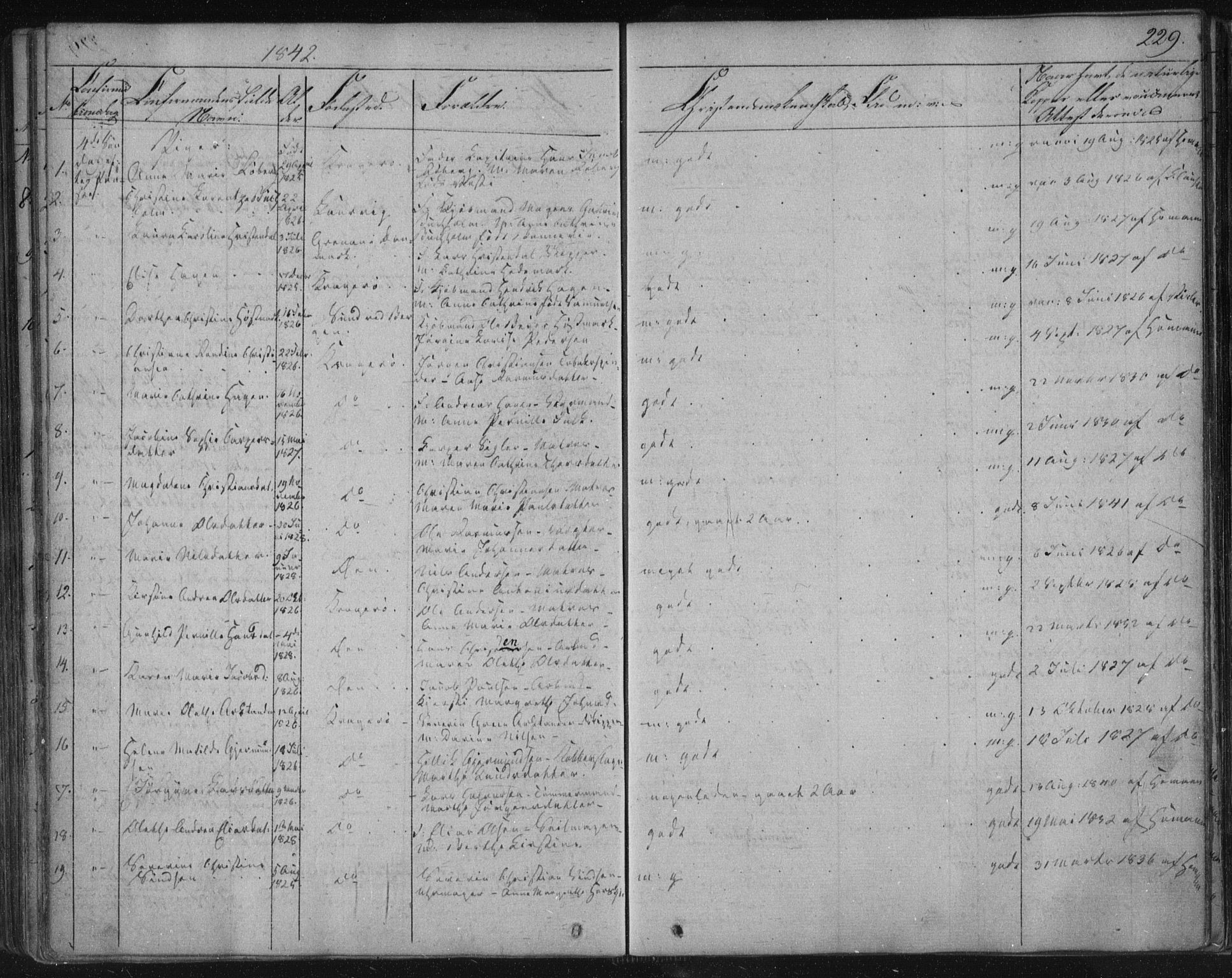 Kragerø kirkebøker, SAKO/A-278/F/Fa/L0005: Parish register (official) no. 5, 1832-1847, p. 229