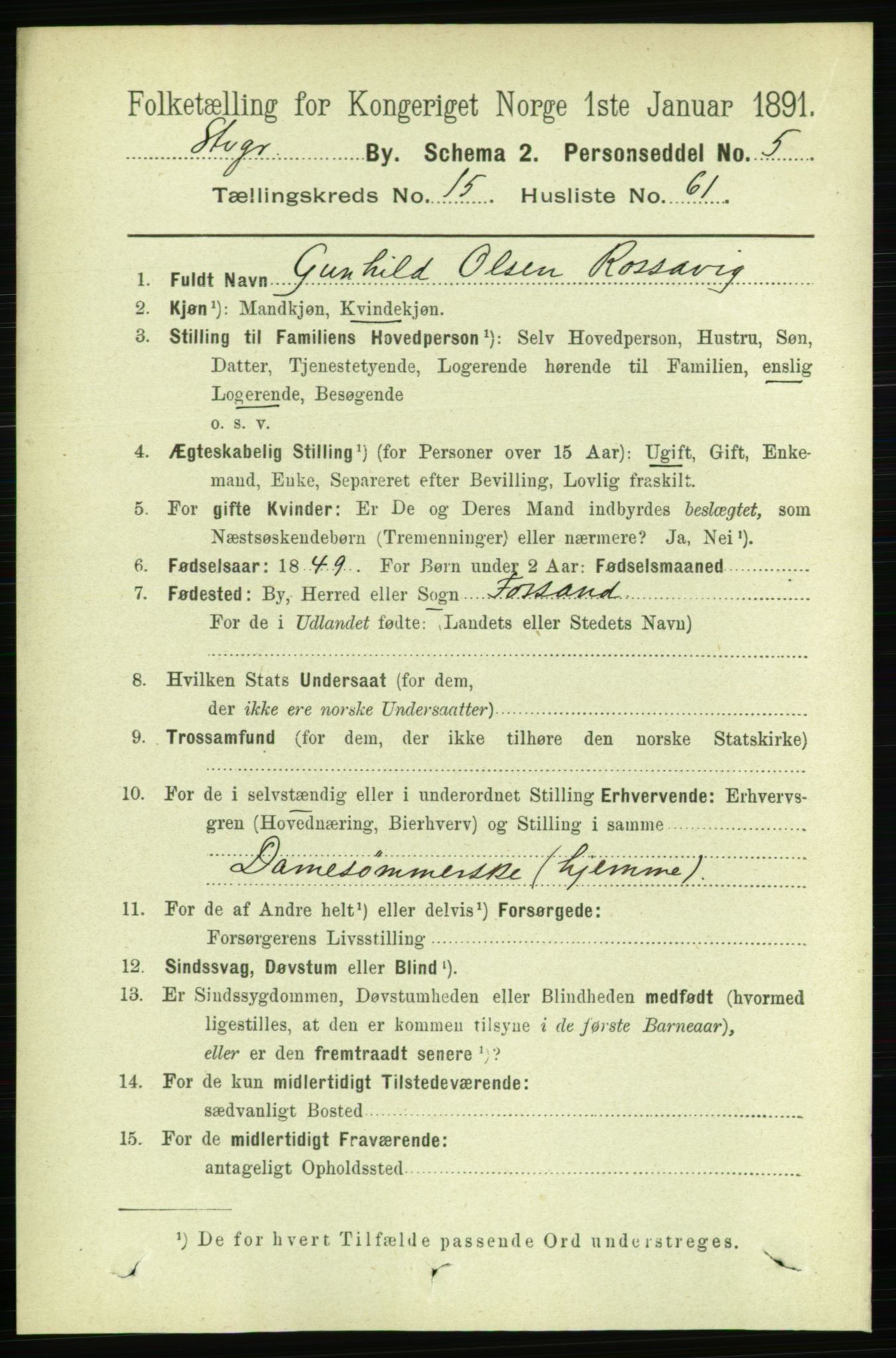 RA, 1891 census for 1103 Stavanger, 1891, p. 18445