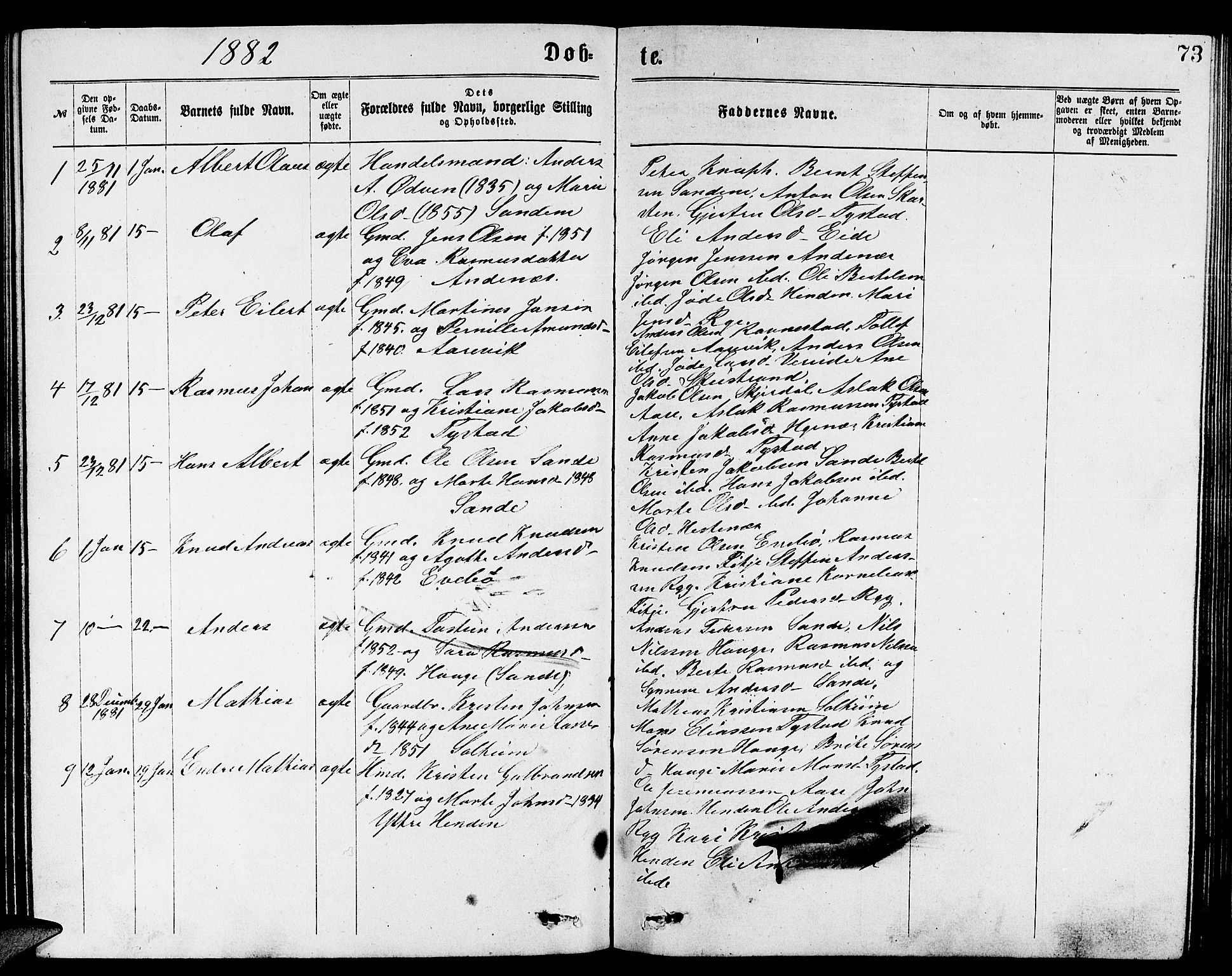 Gloppen sokneprestembete, SAB/A-80101/H/Hab/Habb/L0001: Parish register (copy) no. B 1, 1872-1888, p. 73