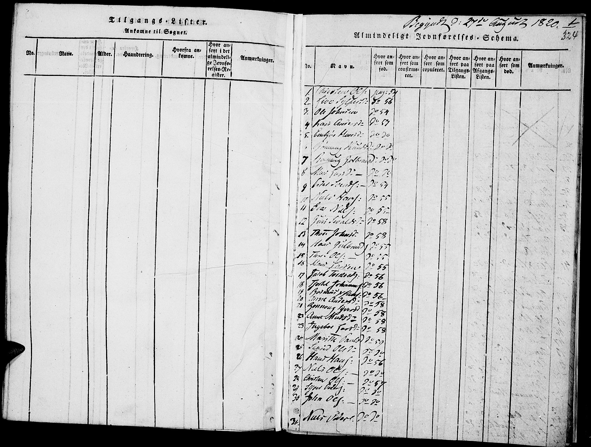 Lom prestekontor, SAH/PREST-070/K/L0004: Parish register (official) no. 4, 1815-1825, p. 324