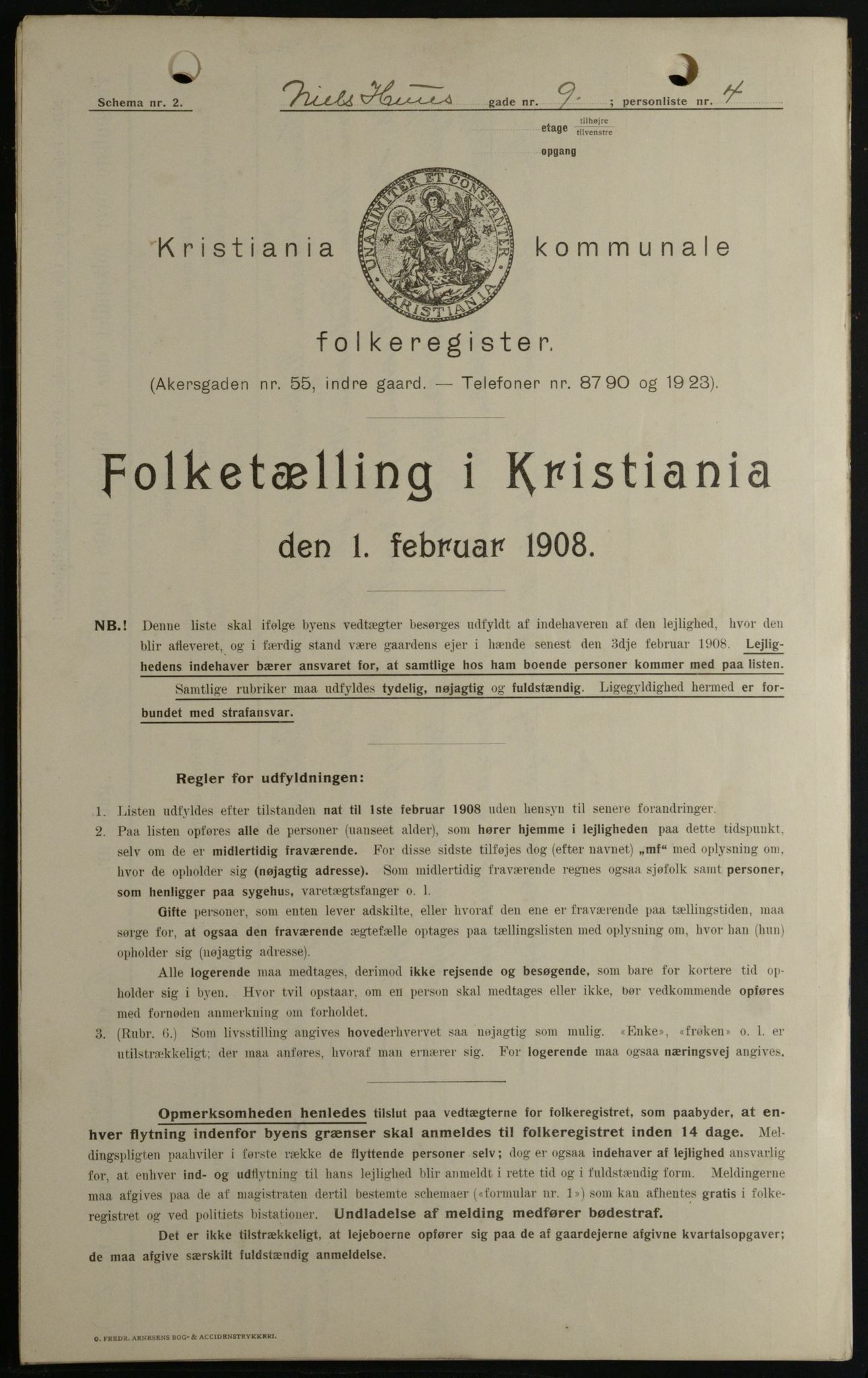 OBA, Municipal Census 1908 for Kristiania, 1908, p. 63665