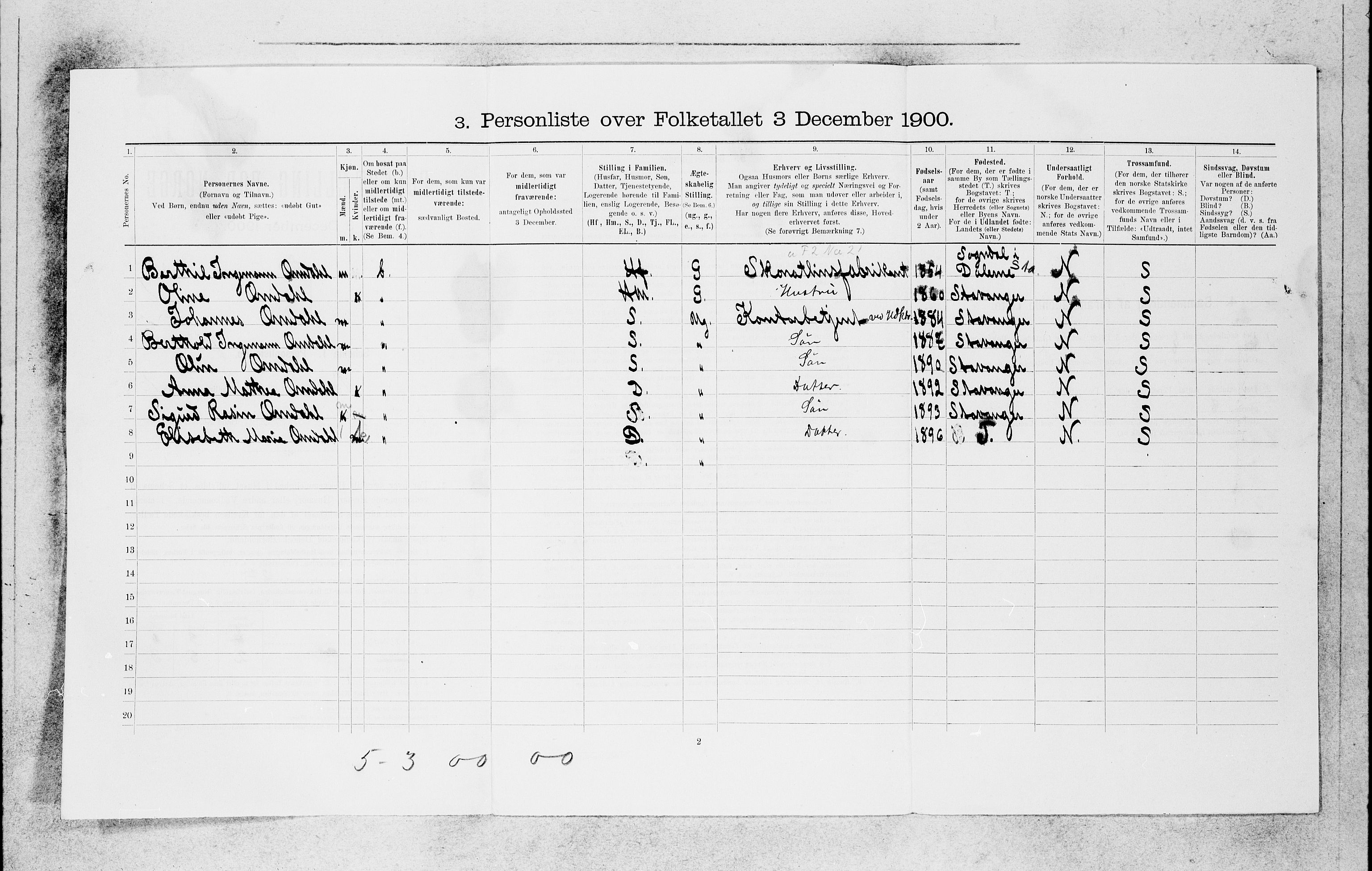 SAB, 1900 census for Bergen, 1900, p. 21505