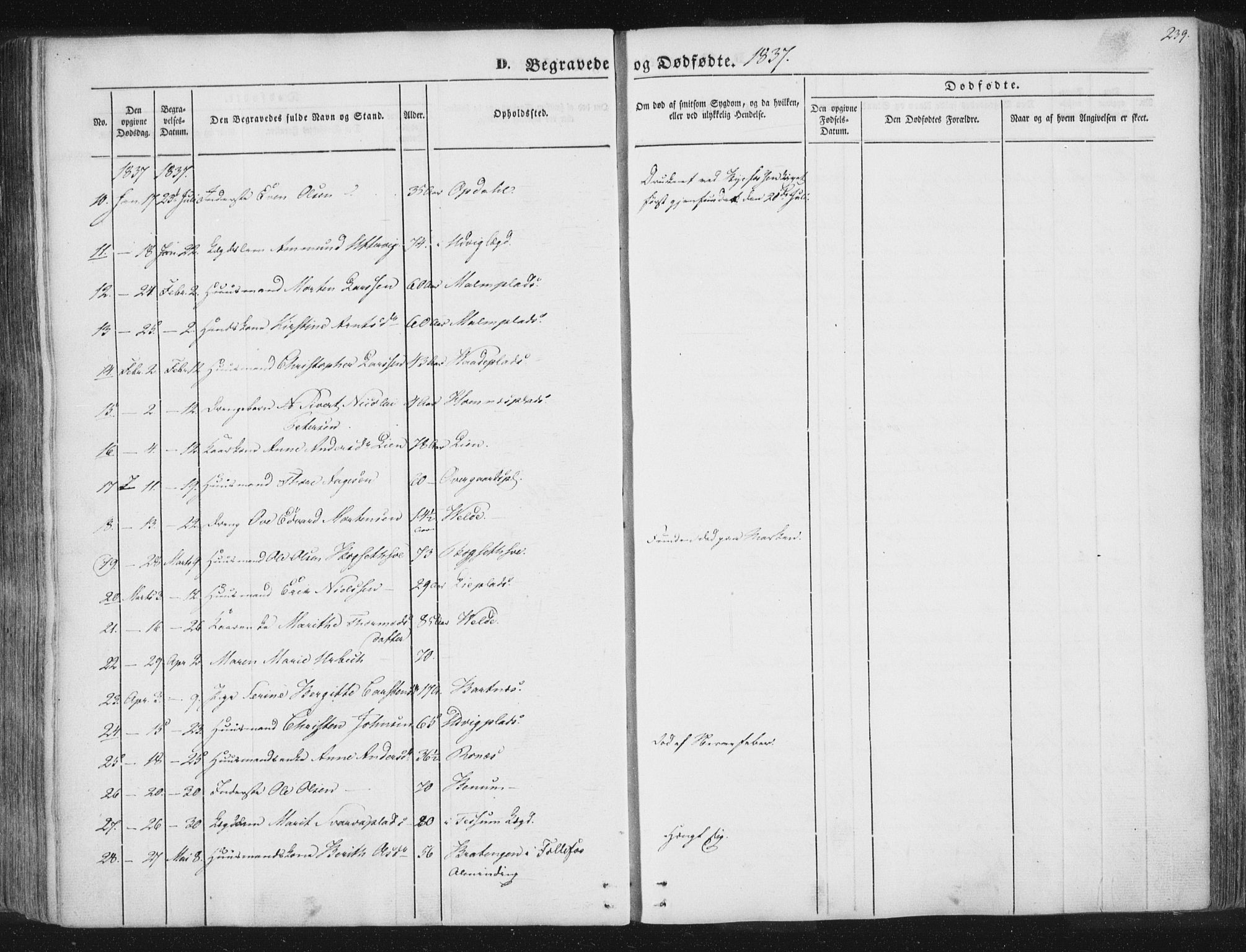 Ministerialprotokoller, klokkerbøker og fødselsregistre - Nord-Trøndelag, AV/SAT-A-1458/741/L0392: Parish register (official) no. 741A06, 1836-1848, p. 239