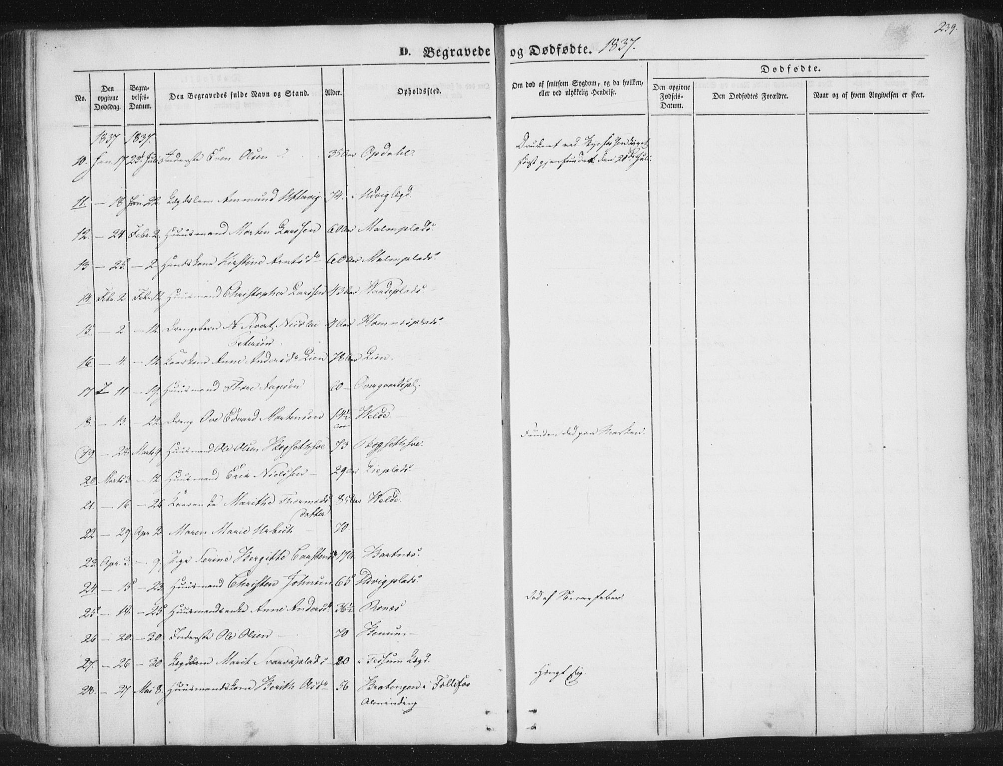 Ministerialprotokoller, klokkerbøker og fødselsregistre - Nord-Trøndelag, SAT/A-1458/741/L0392: Parish register (official) no. 741A06, 1836-1848, p. 239