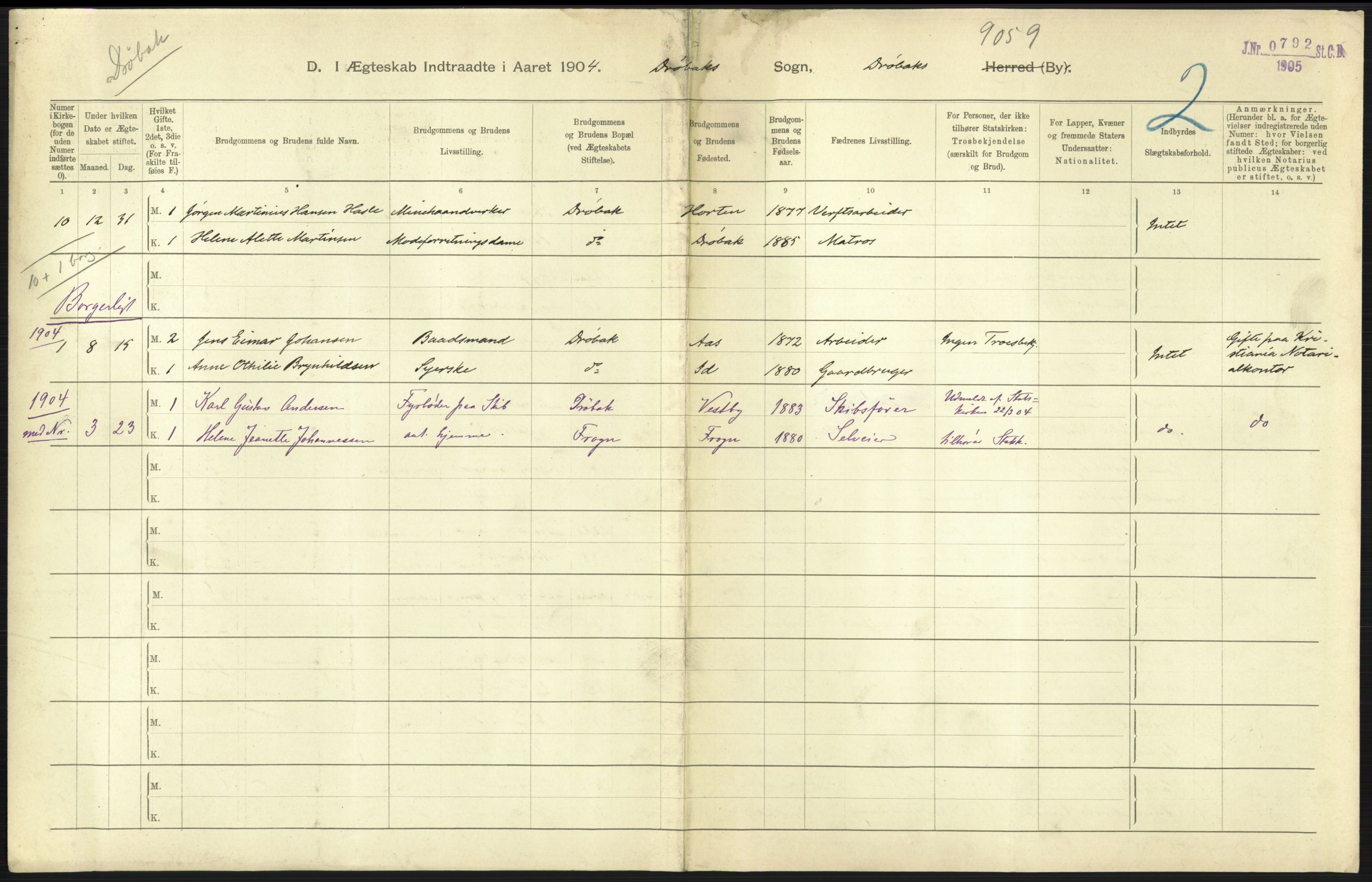 Statistisk sentralbyrå, Sosiodemografiske emner, Befolkning, AV/RA-S-2228/D/Df/Dfa/Dfab/L0002: Akershus amt: Fødte, gifte, døde, 1904, p. 555