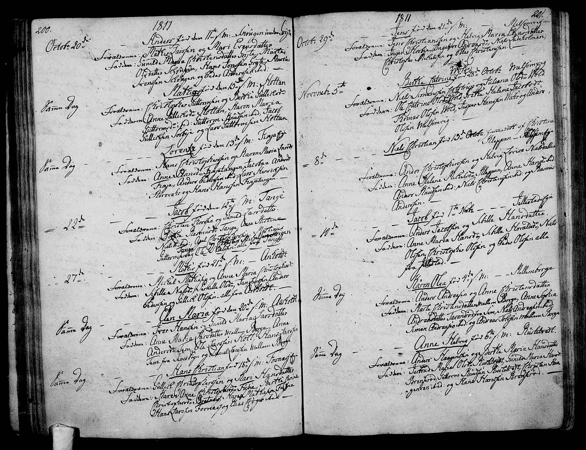 Stokke kirkebøker, AV/SAKO-A-320/F/Fa/L0004: Parish register (official) no. I 4, 1804-1815, p. 200-201