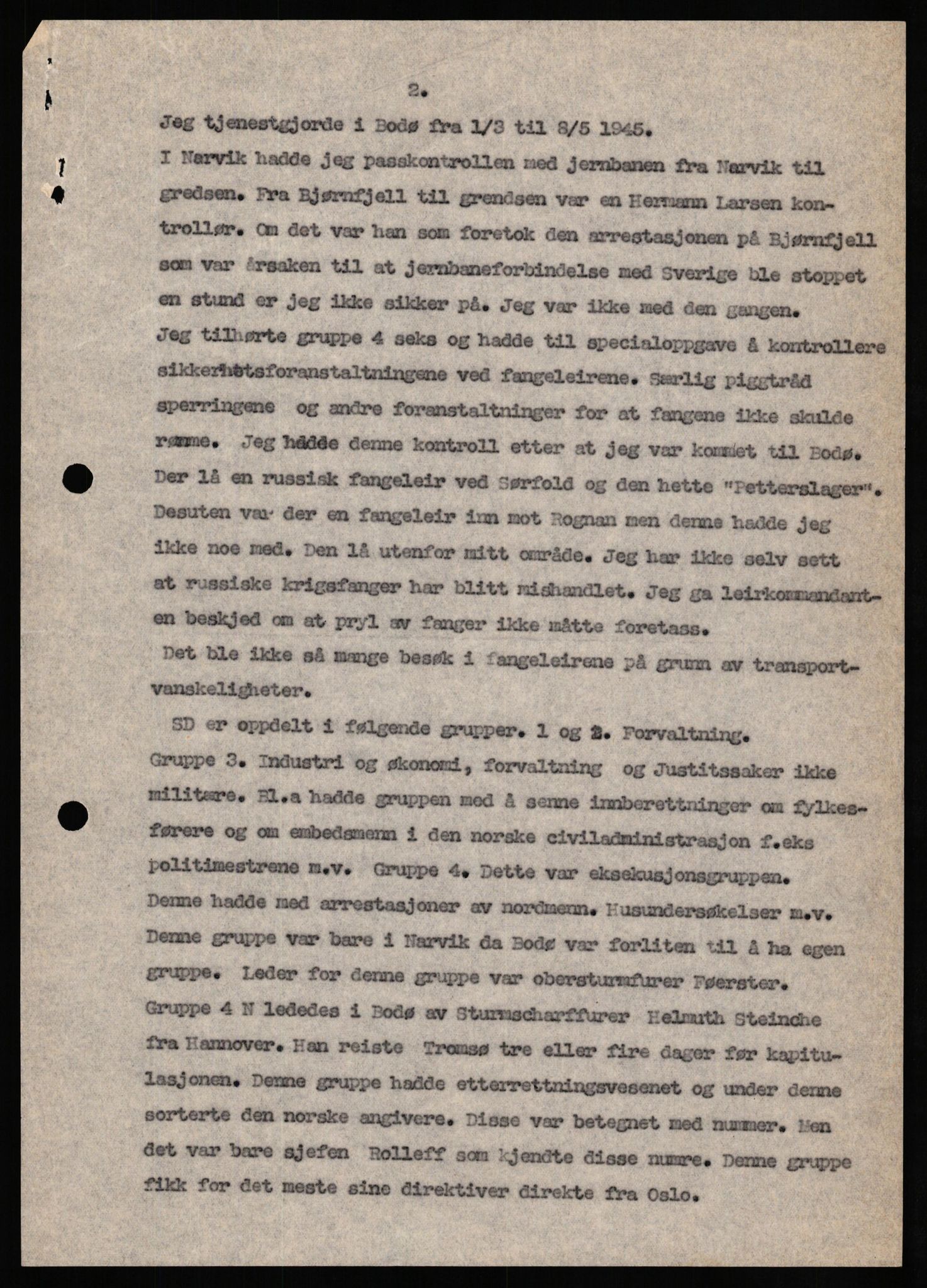 Forsvaret, Forsvarets overkommando II, RA/RAFA-3915/D/Db/L0029: CI Questionaires. Tyske okkupasjonsstyrker i Norge. Tyskere., 1945-1946, p. 311