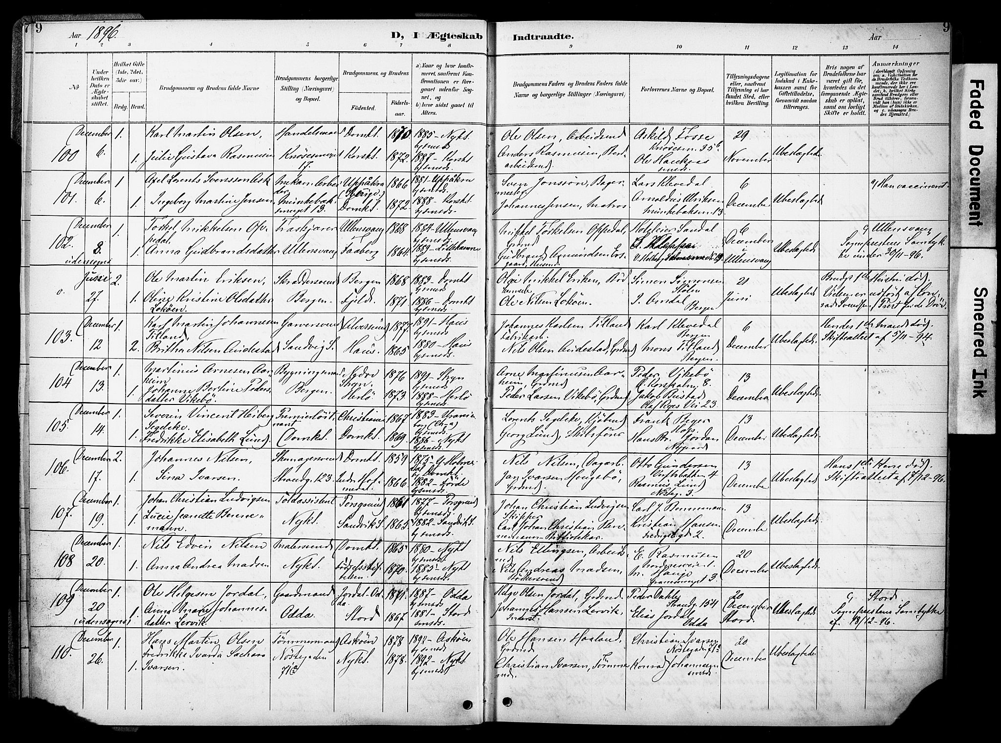 Nykirken Sokneprestembete, AV/SAB-A-77101/H/Haa/L0034: Parish register (official) no. D 4, 1896-1905, p. 9