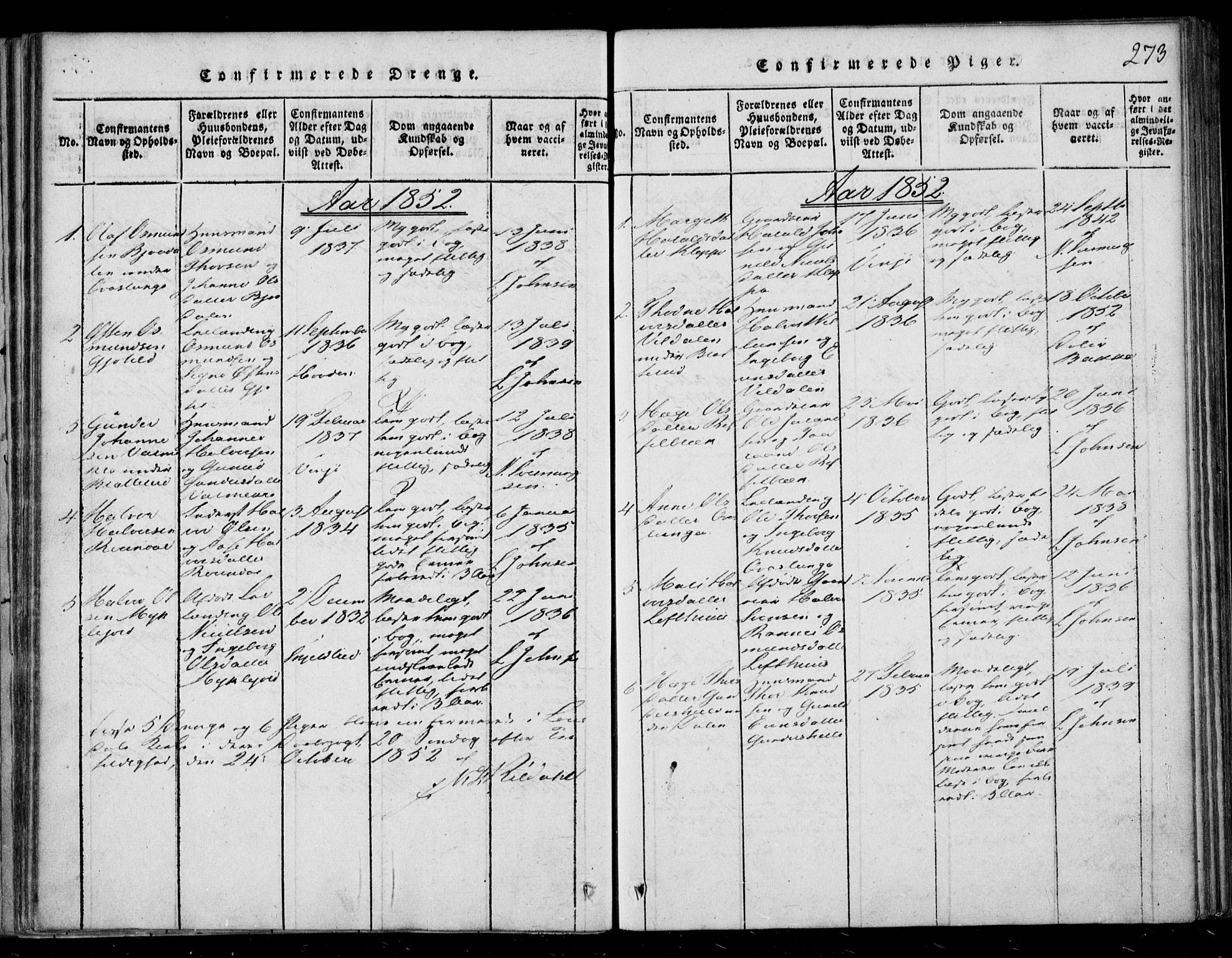 Lårdal kirkebøker, SAKO/A-284/F/Fb/L0001: Parish register (official) no. II 1, 1815-1860, p. 273