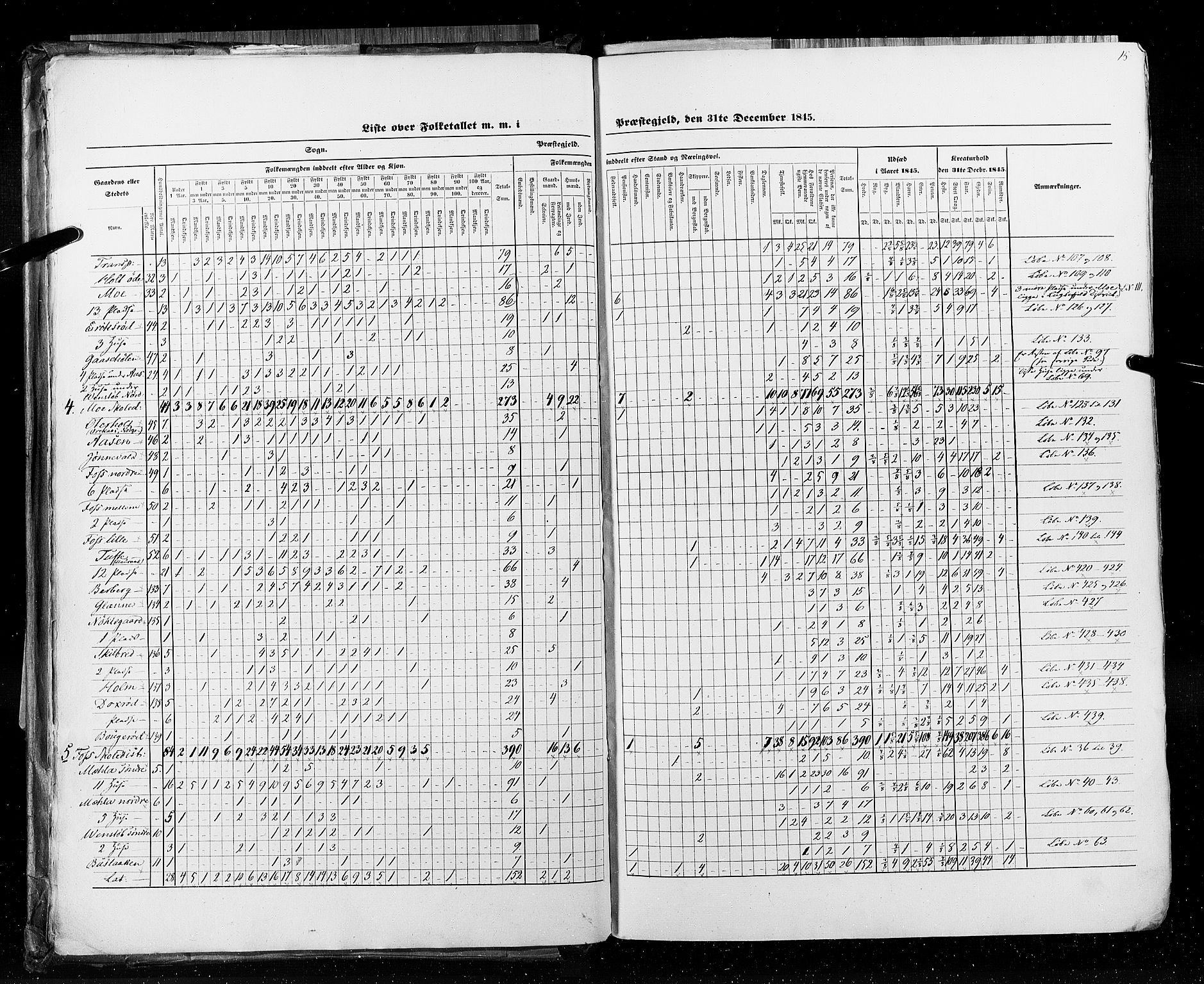 RA, Census 1845, vol. 5: Bratsberg amt og Nedenes og Råbyggelaget amt, 1845, p. 15