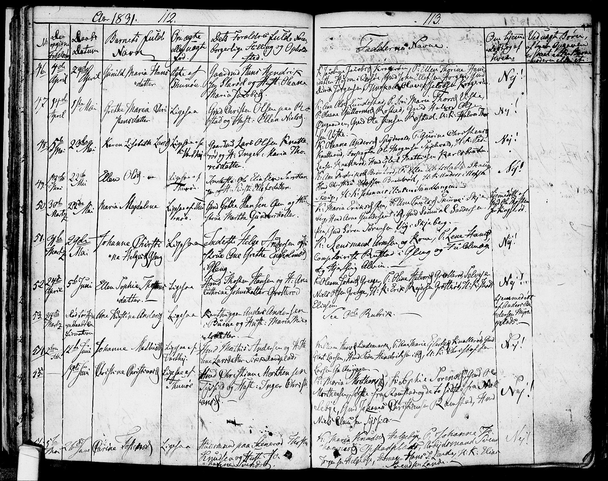 Tune prestekontor Kirkebøker, SAO/A-2007/F/Fa/L0007: Parish register (official) no. 7, 1831-1837, p. 112-113